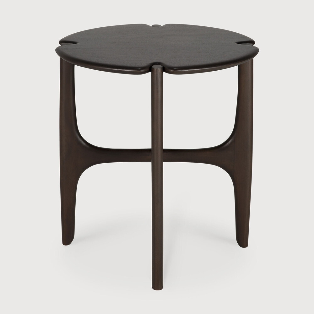Ethnicraft Ronde Bijzettafel 'PI' Gevernist Mahoniehout, 47cm, kleur Donkerbruin