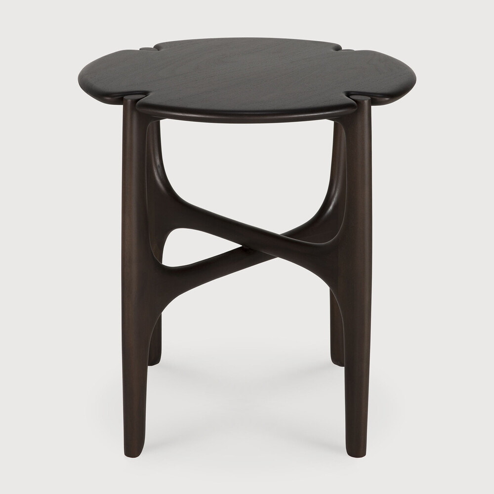 Ethnicraft Ronde Bijzettafel 'PI' Gevernist Mahoniehout, 47cm, kleur Donkerbruin