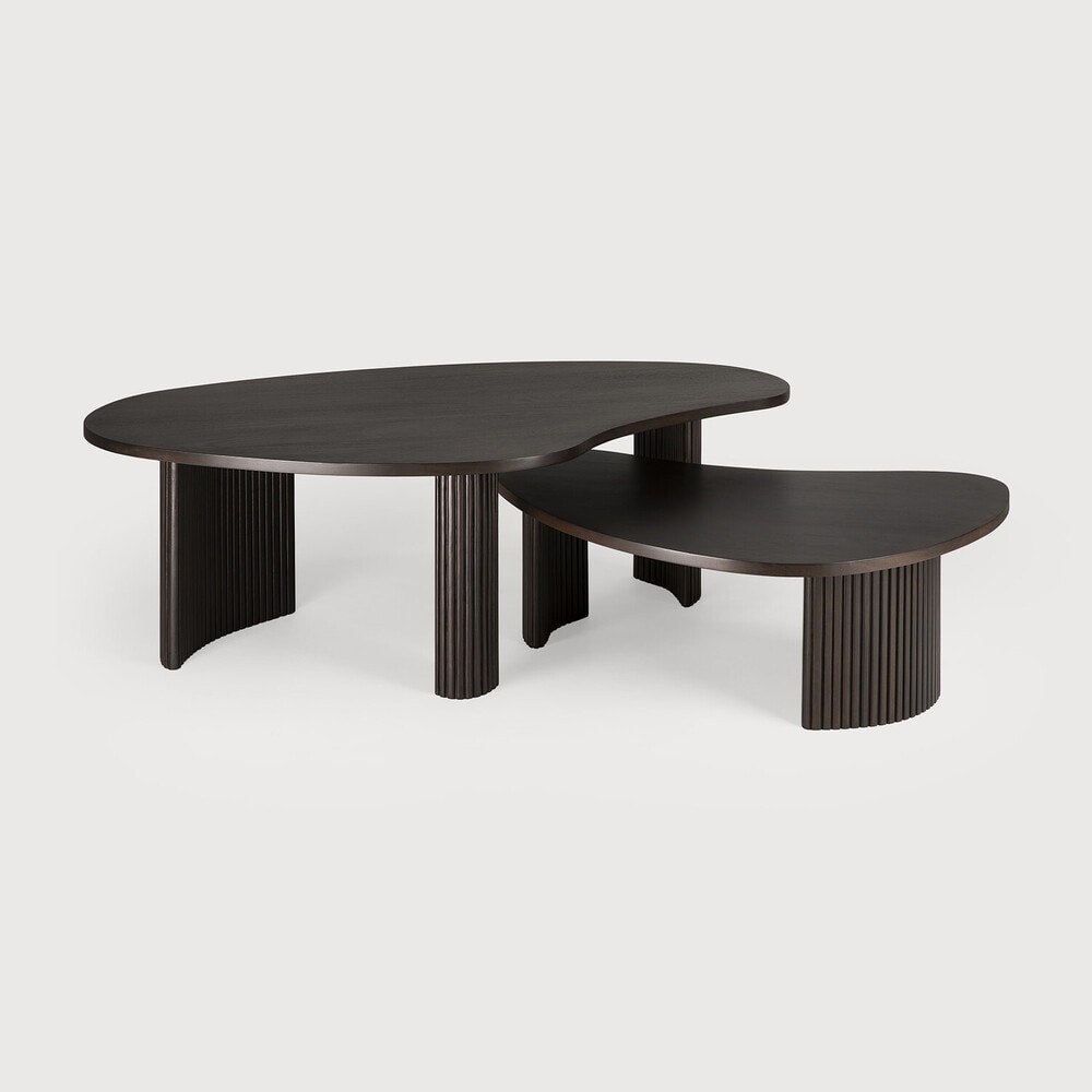 Ethnicraft Organische Salontafel 'Boomerang' Gevernist Mahoniehout, 126 x 74cm, kleur Donkerbruin