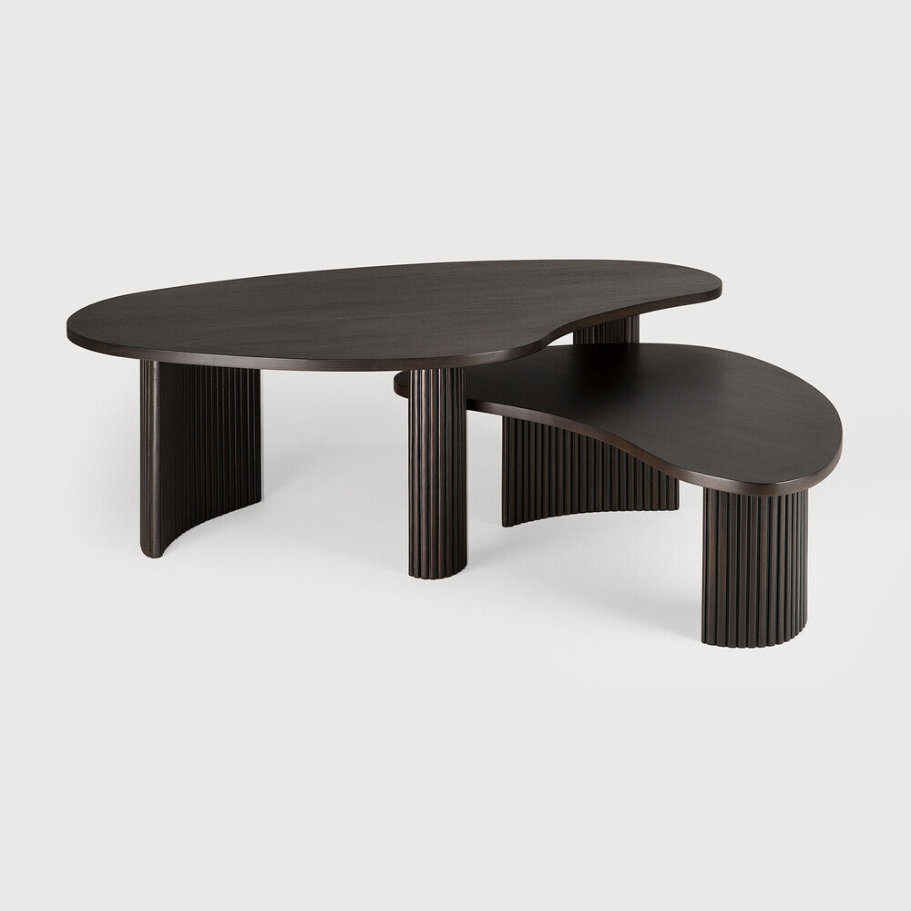 Ethnicraft Organische Salontafel 'Boomerang' Gevernist Mahoniehout, 90 x 61cm, kleur Donkerbruin