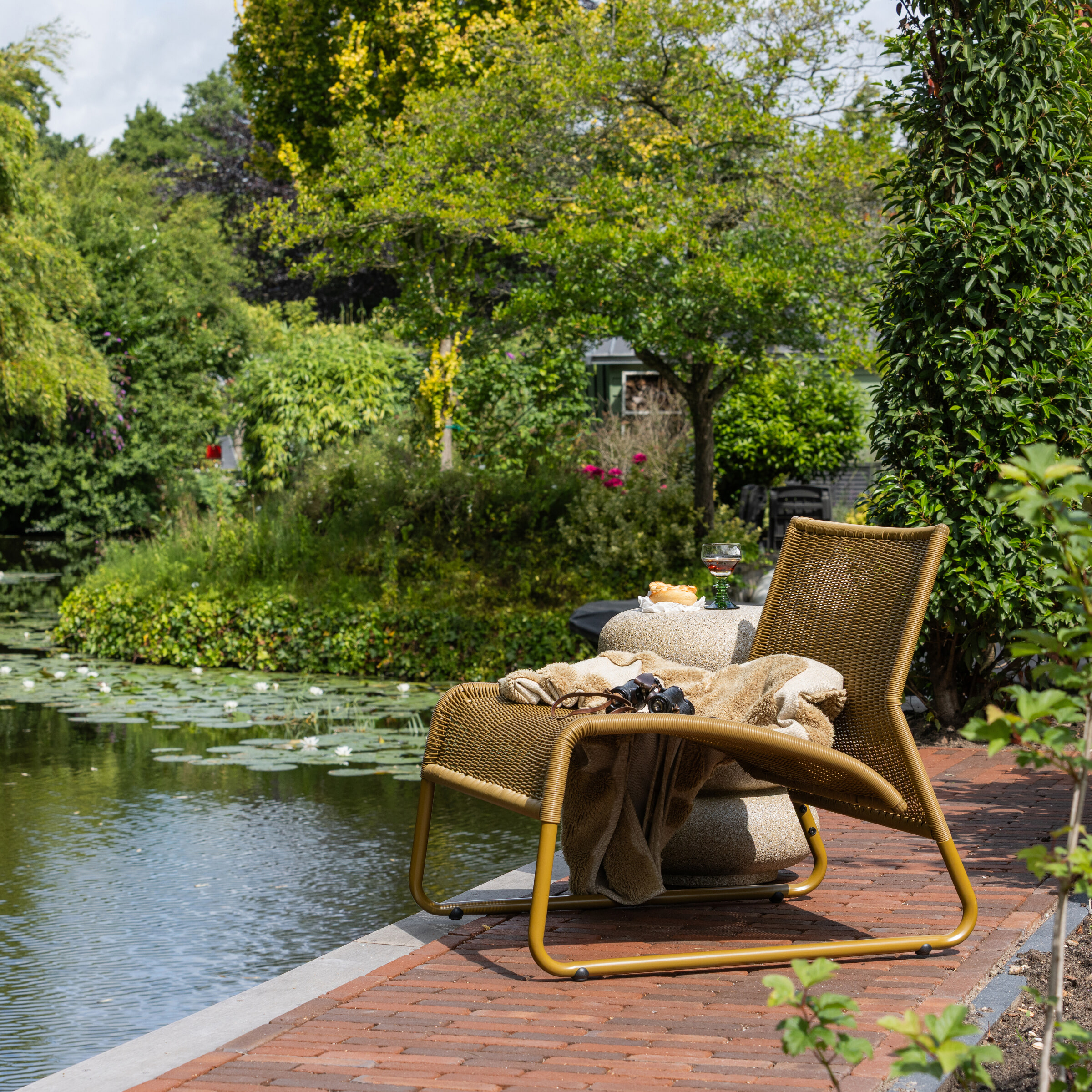 WOOOD Loungestoel West All Weather - Honing Geel