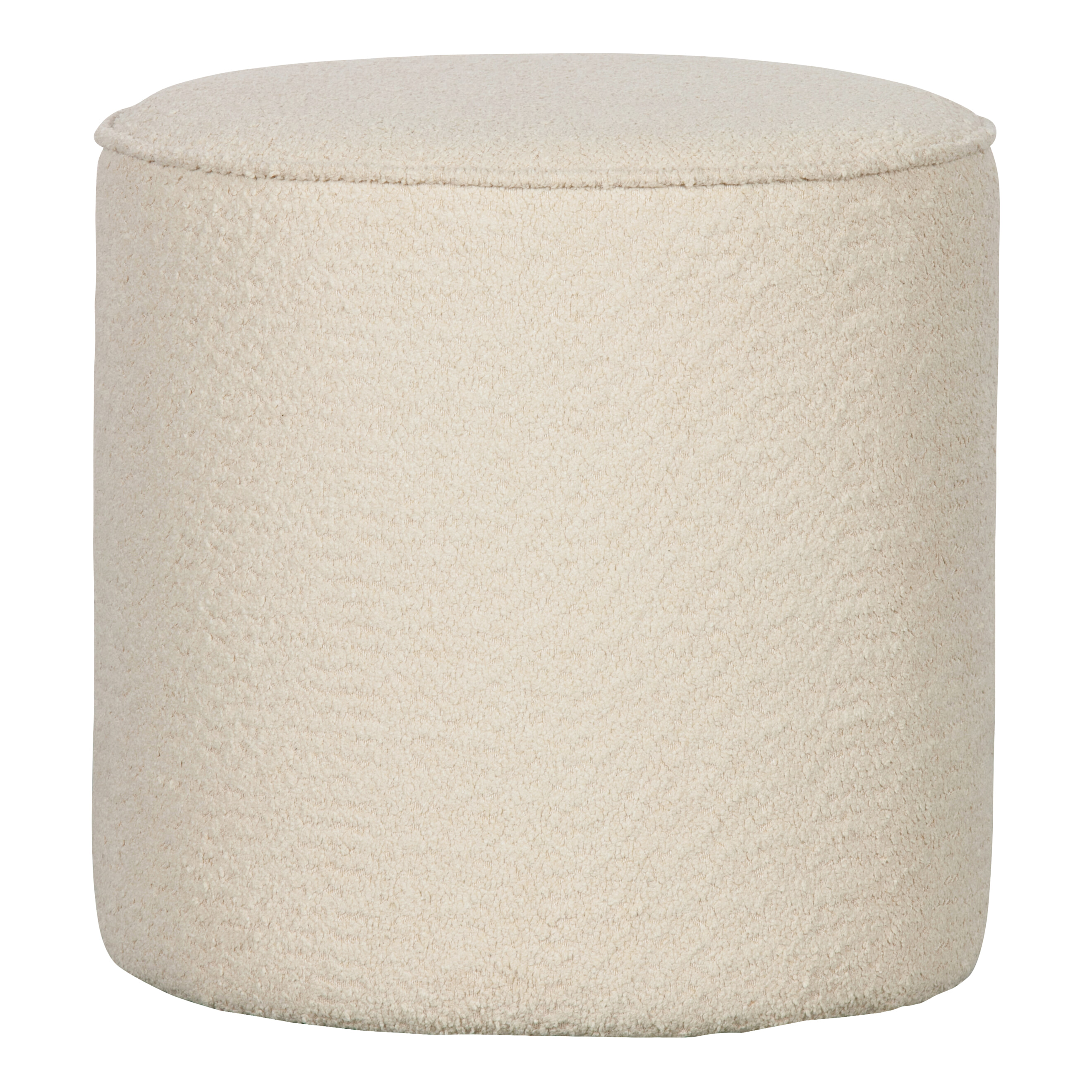 WOOOD Poef 'Sara' Hoof, Bouclé, kleur Crème