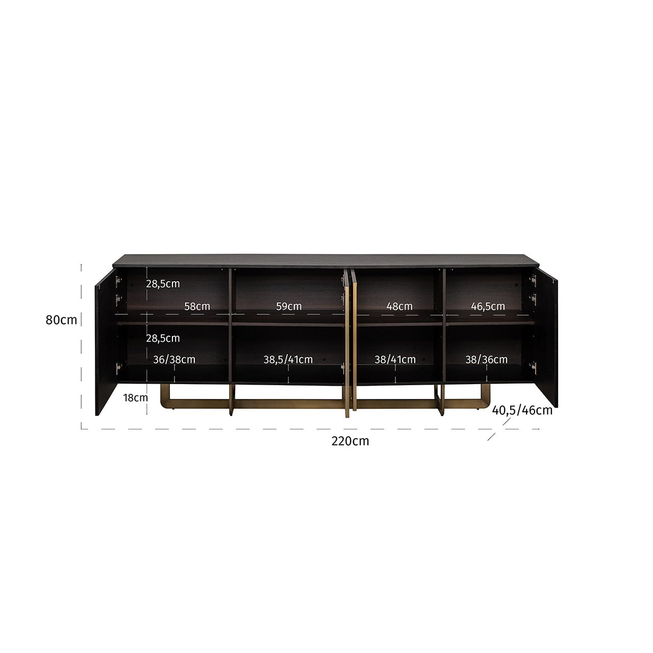 Richmond Dressoir 'Dax' Eiken, 220cm