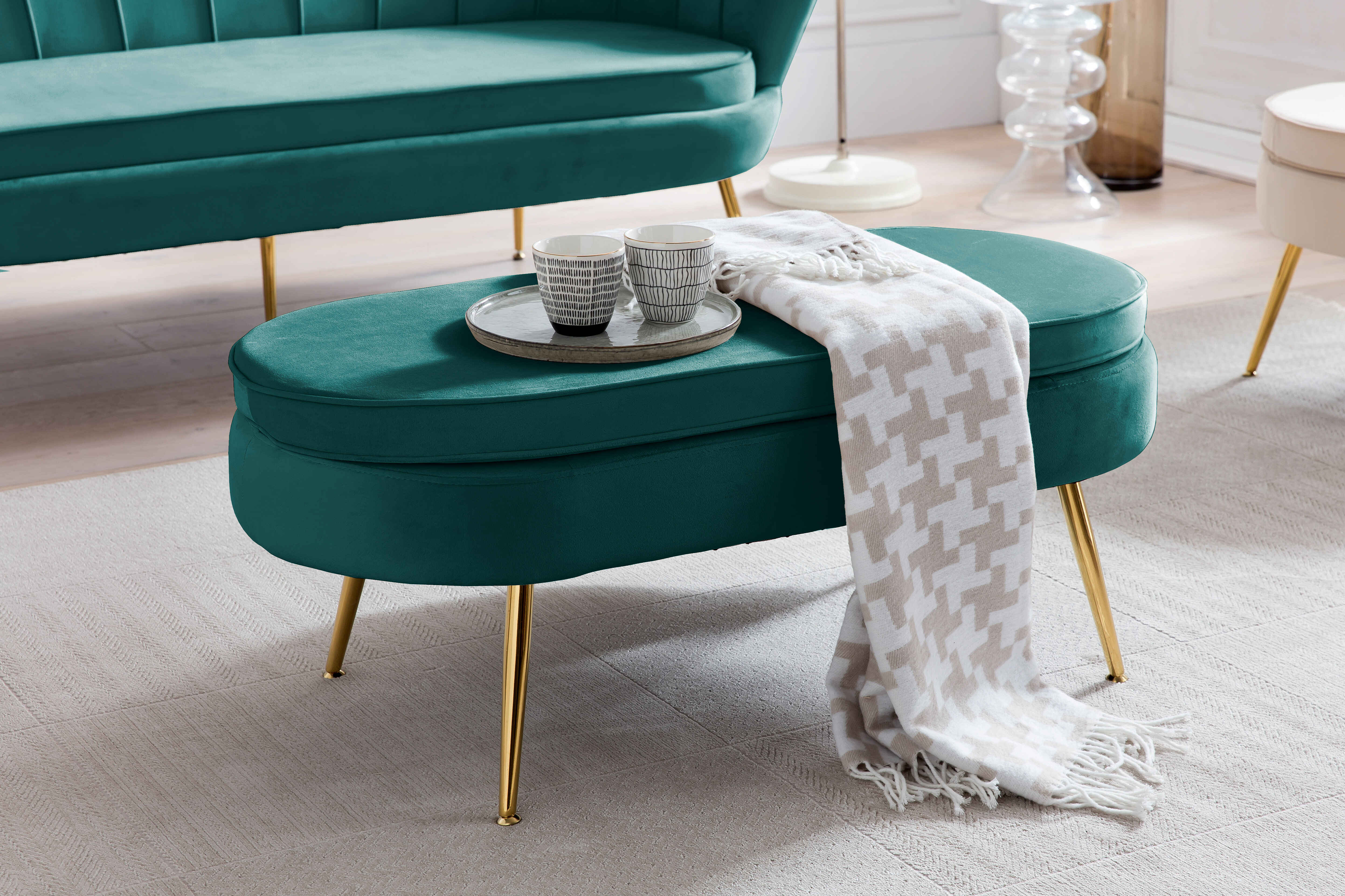Artistiq Hocker 'Loulou' Velvet, kleur Groen