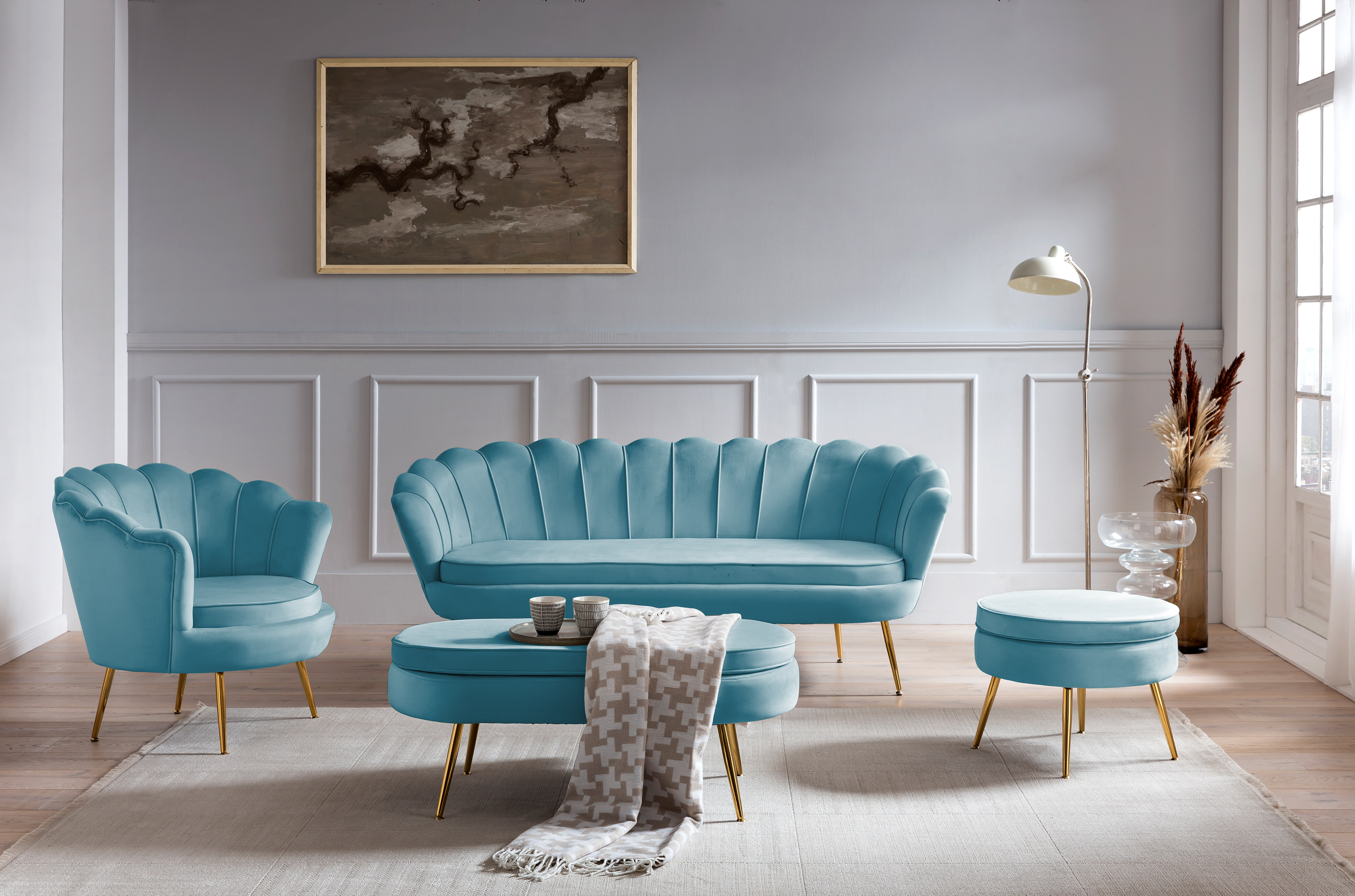 Artistiq Fauteuil 'Lizzy', Velvet, kleur Blauw