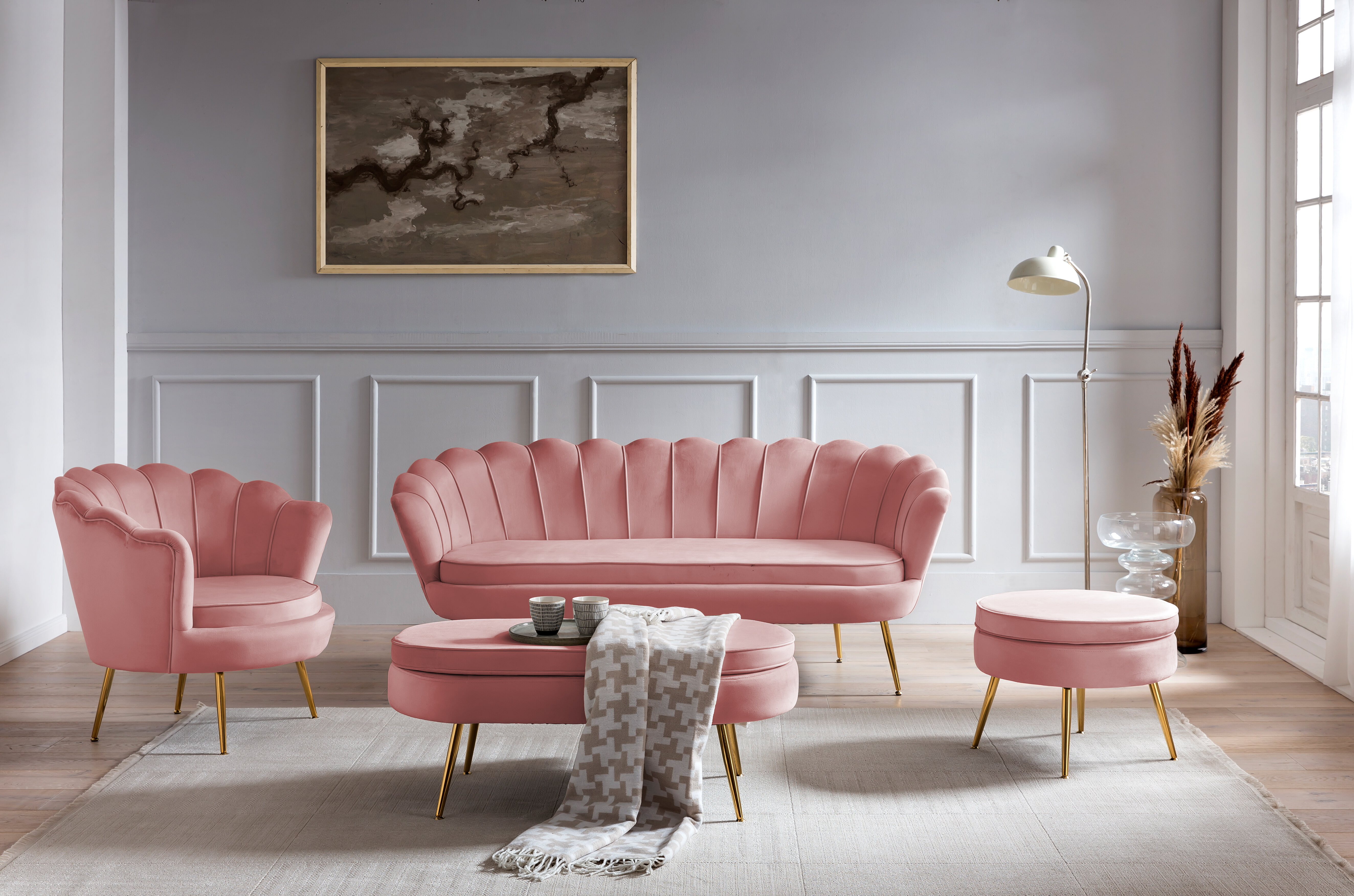 Artistiq Fauteuil 'Lizzy', Velvet, kleur Roze