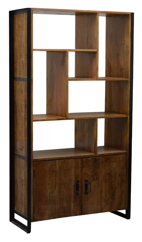 Livingfurn Wandkast Strong Mango en staal, 213 x 120cm - Hout