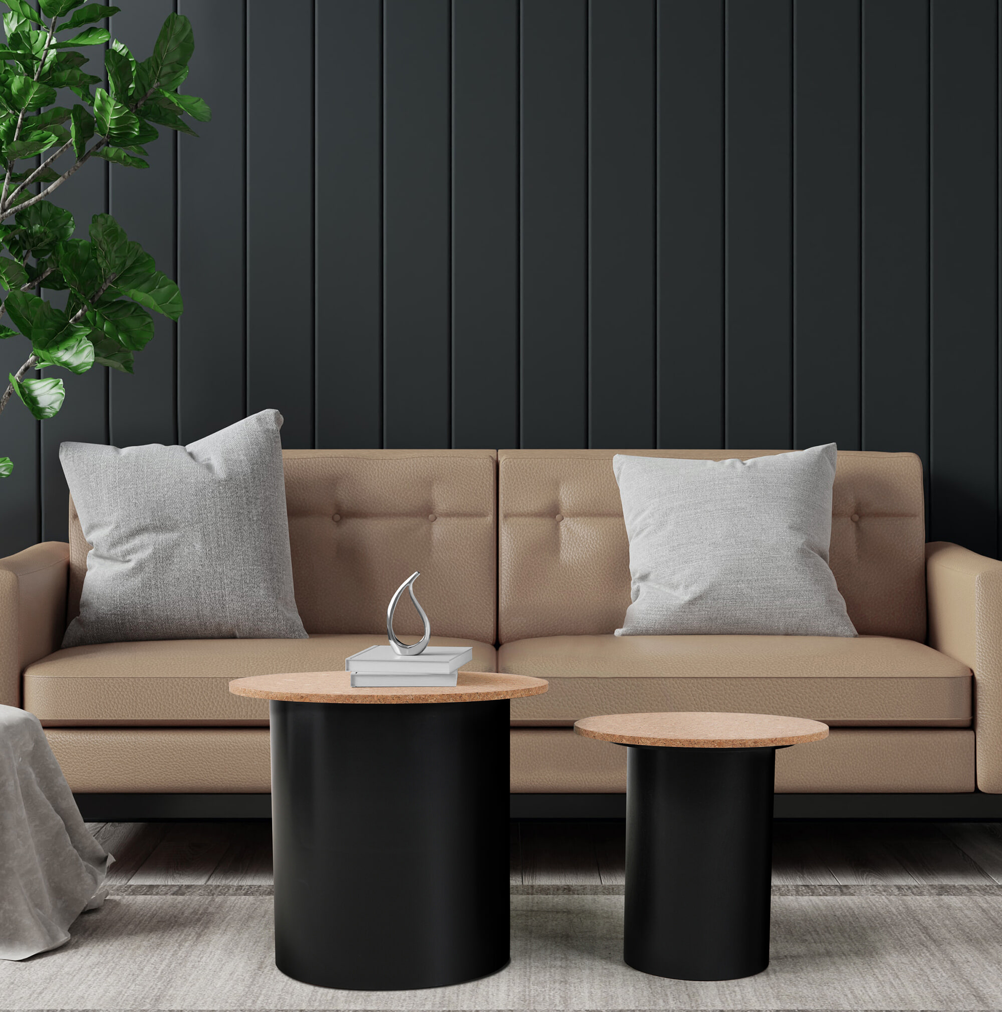 Artistiq Living Bijzettafel 'Maurita' Kurk, Set van 2
