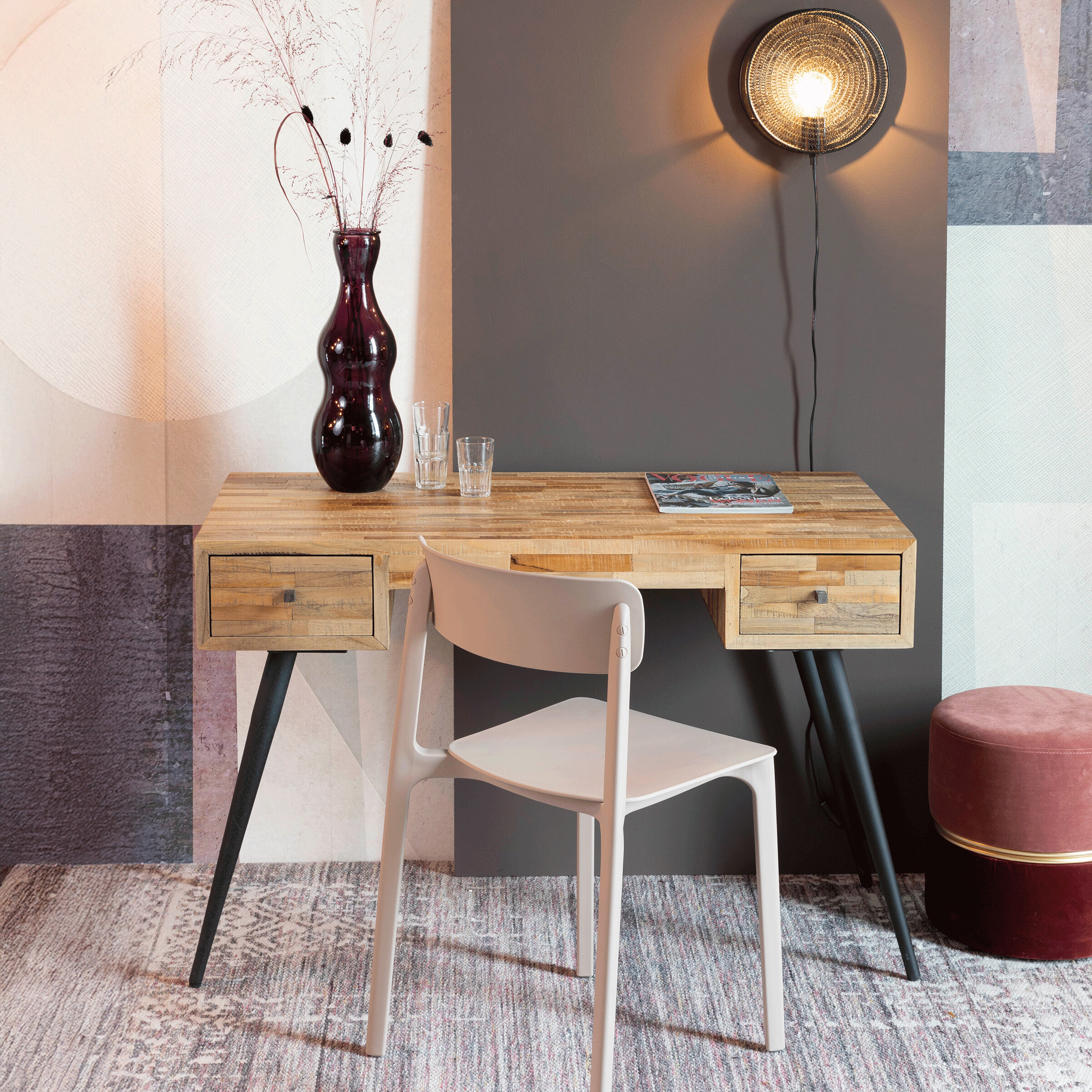 ZILT Bureau Cheslor met 2 laden - Bruin