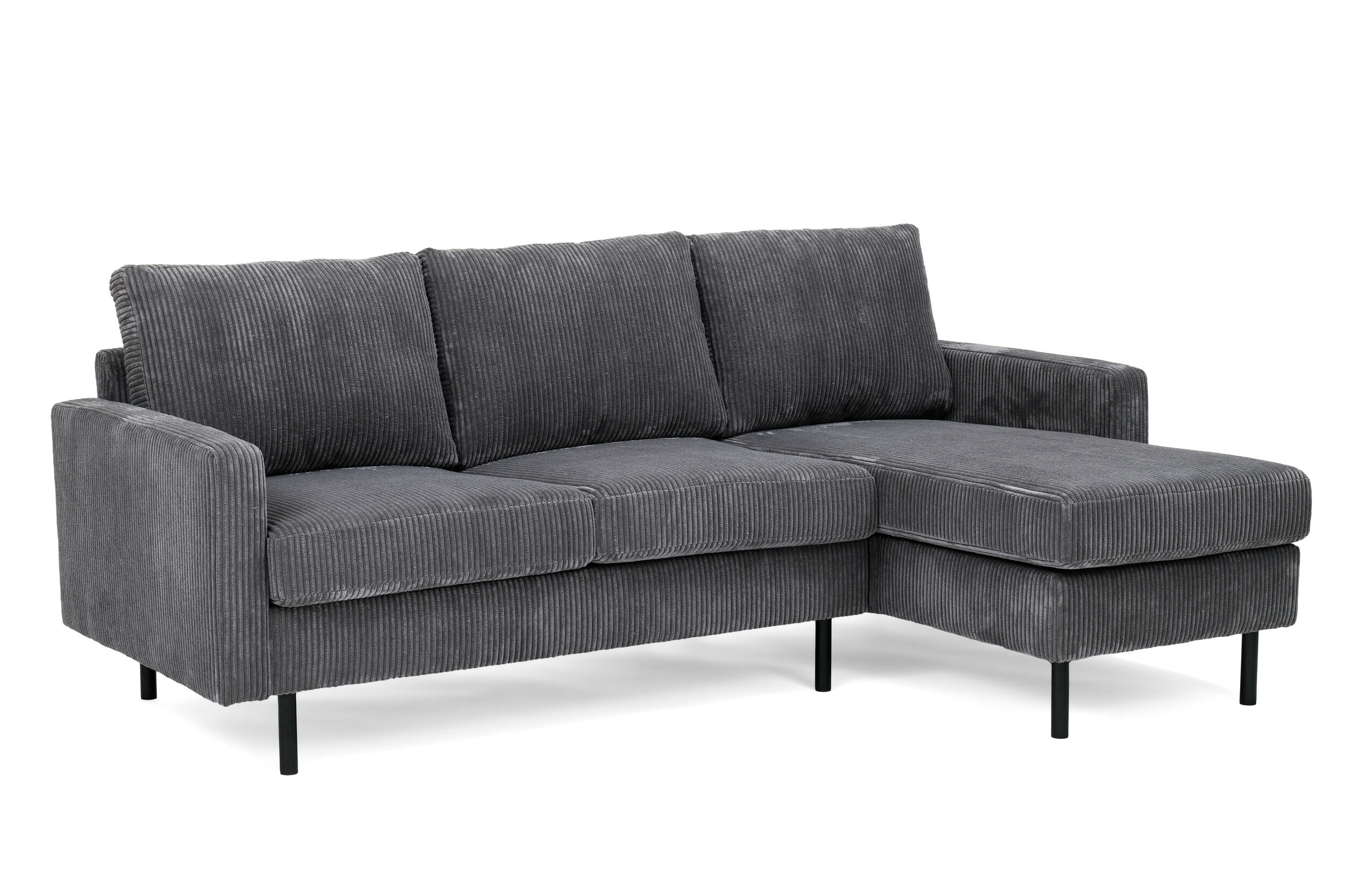 BASE 3-zits Loungebank 'Anne' Links/Rechts, Rib, kleur Antraciet