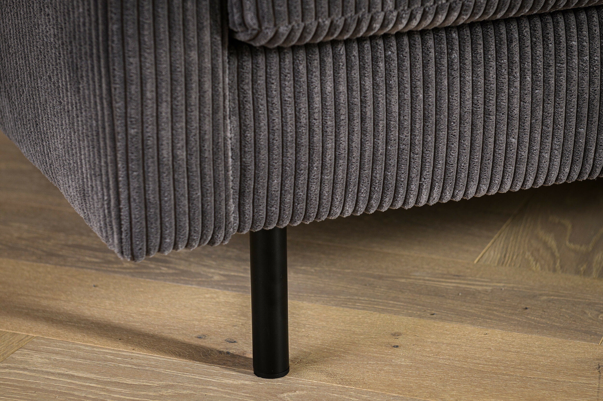 BASE 3-zits Loungebank 'Anne' Links/Rechts, Rib, kleur Antraciet