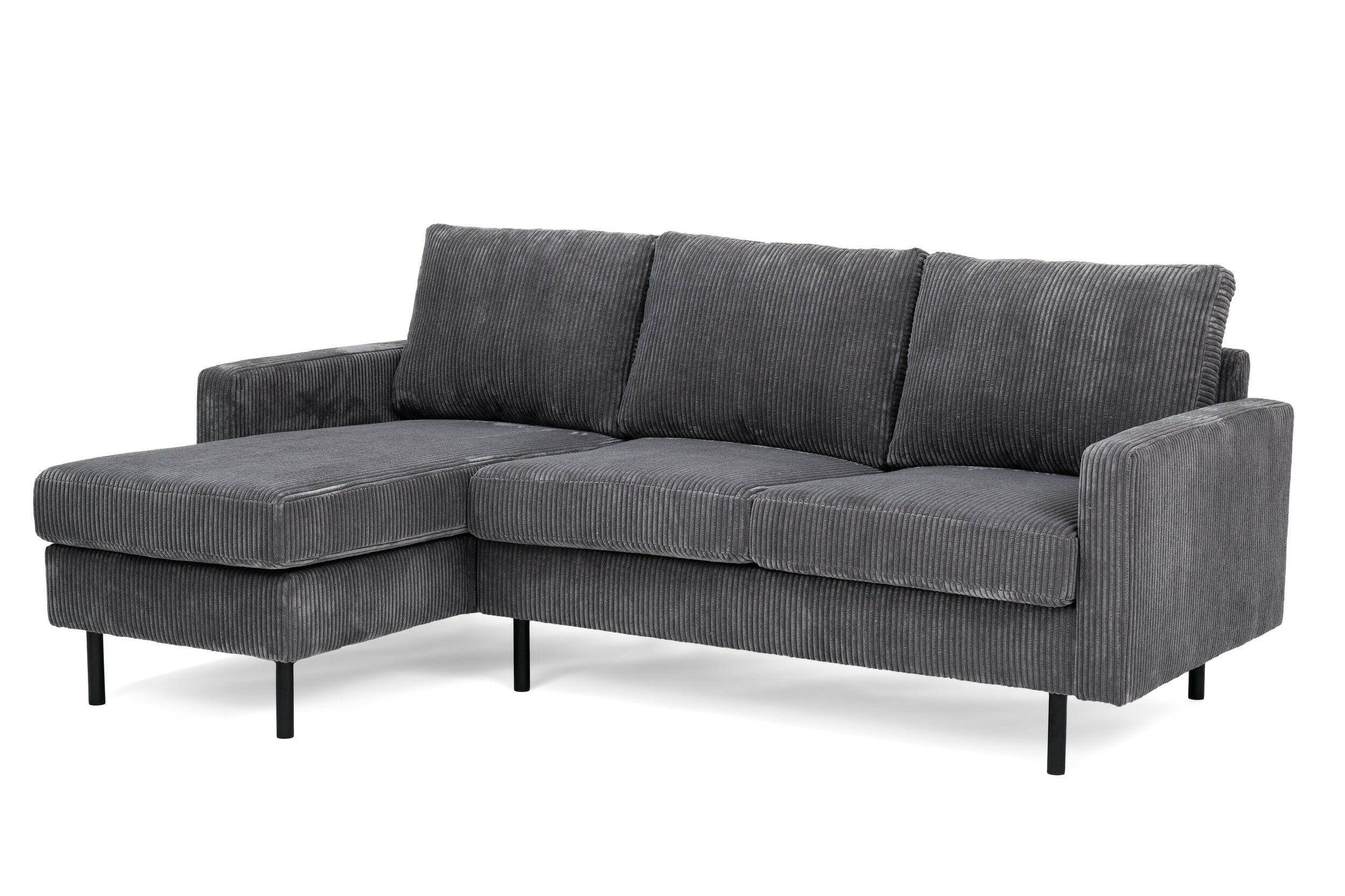 BASE 3-zits Loungebank 'Anne' Links/Rechts, Rib, kleur Antraciet