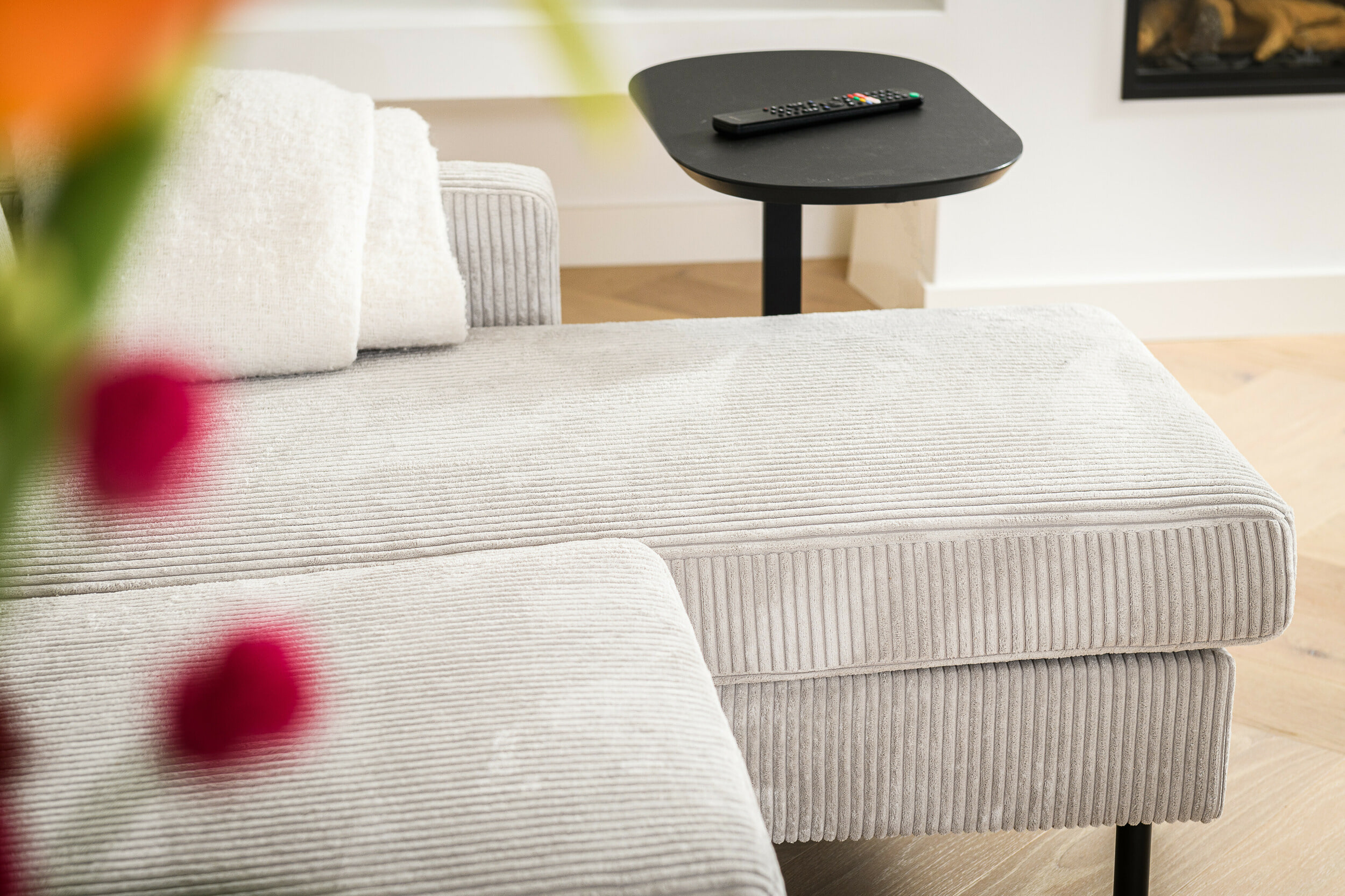 BASE 3-zits Loungebank 'Anne' Links/Rechts, Rib, kleur Naturel