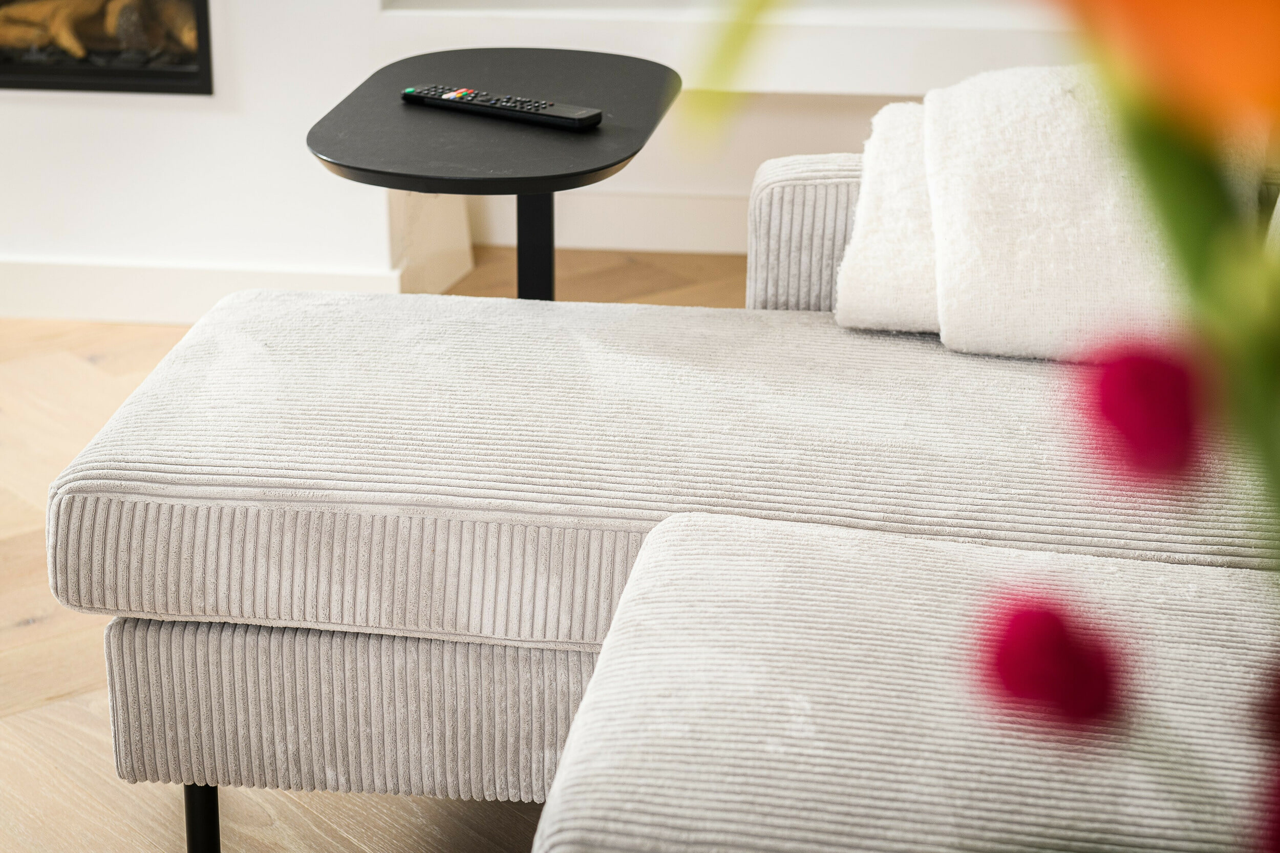 BASE 3-zits Loungebank 'Anne' Links/Rechts, Rib, kleur Naturel