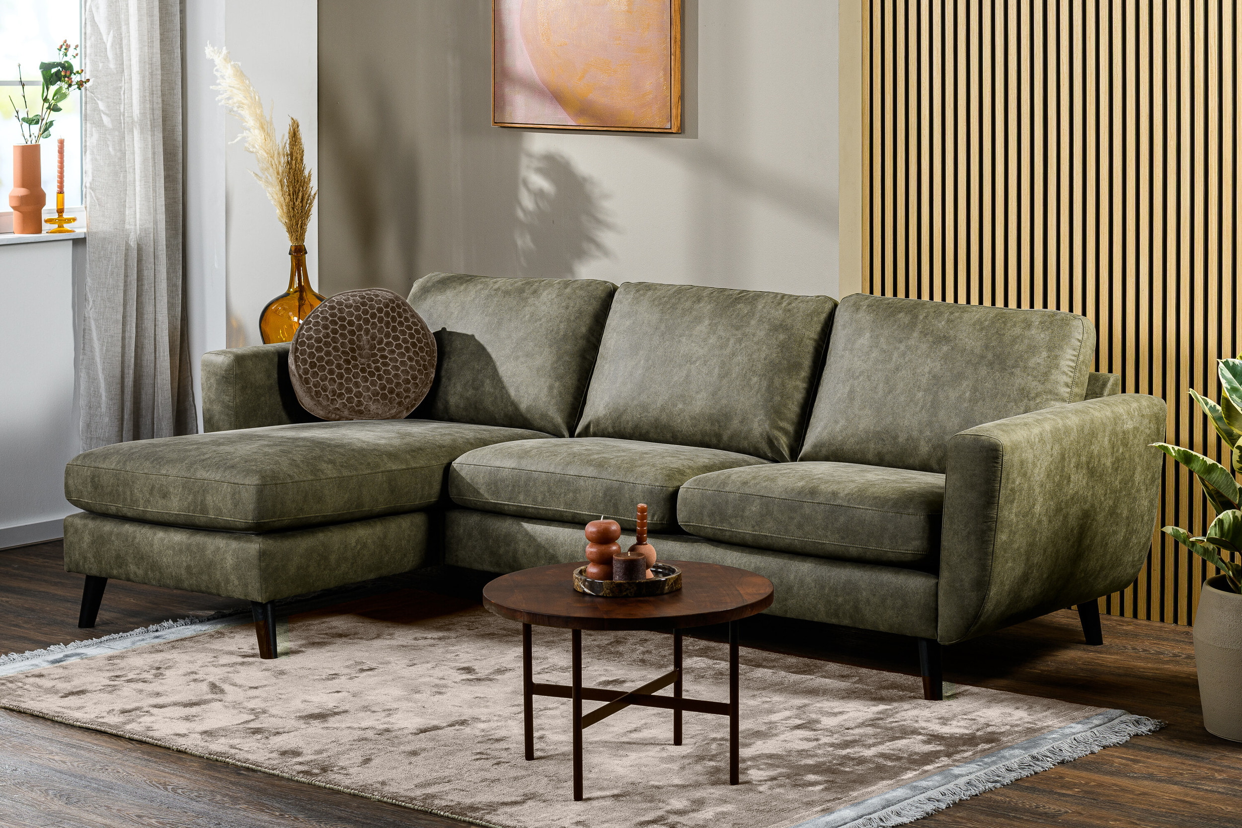 BASE 3-zits Loungebank 'Tequia' Links/Rechts, kleur Groen