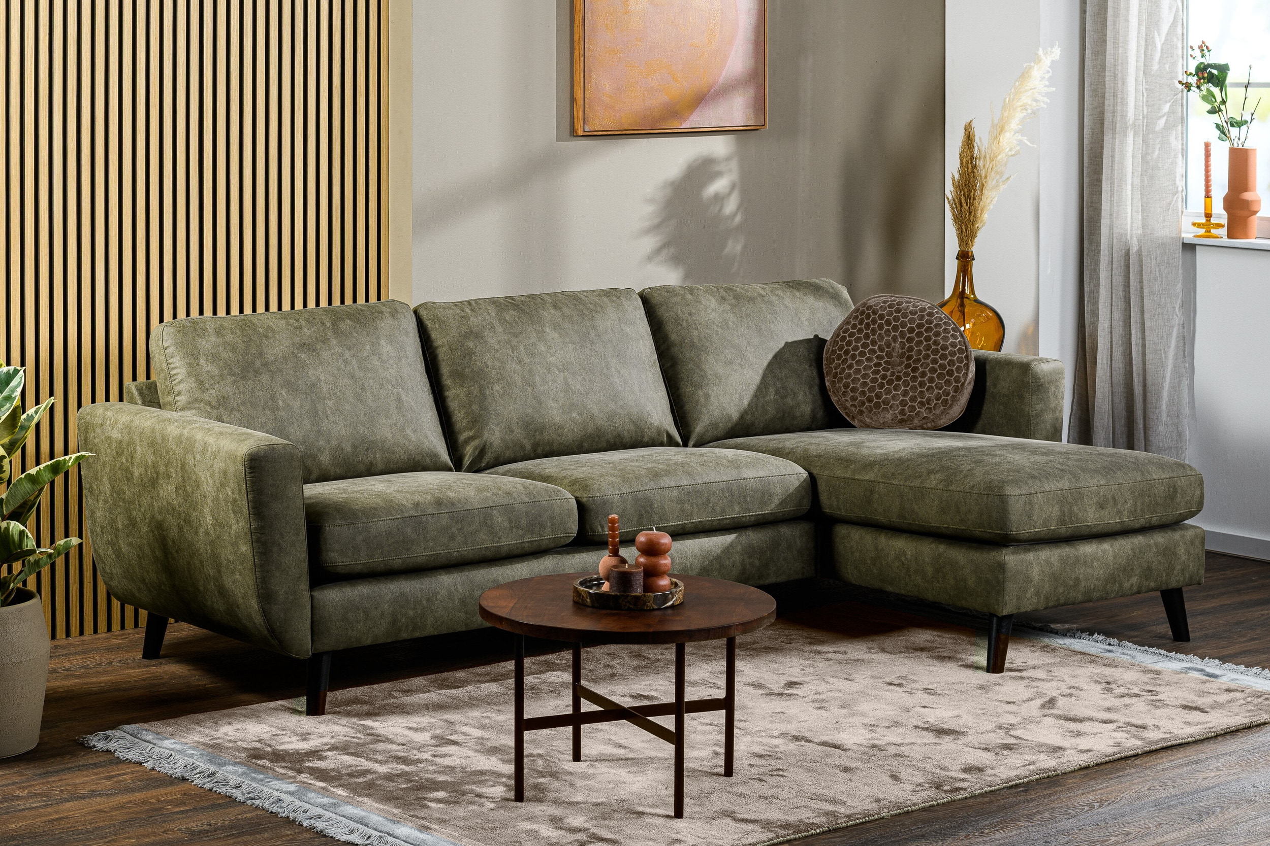 BASE 3-zits Loungebank 'Tequia' Links/Rechts, kleur Groen