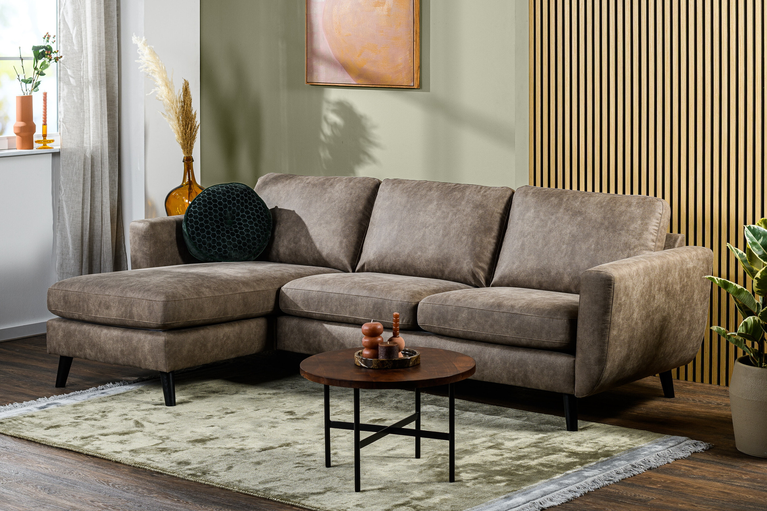 BASE 3-zits Loungebank 'Tequia' Links/Rechts, kleur Taupe