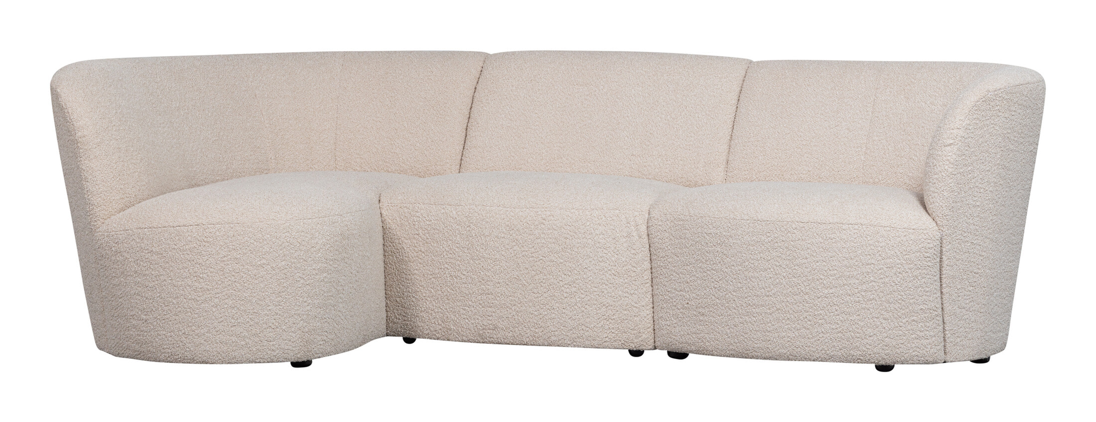 WOOOD 3-zits Loungebank 'Coco' Links, Bouclé, kleur Crème