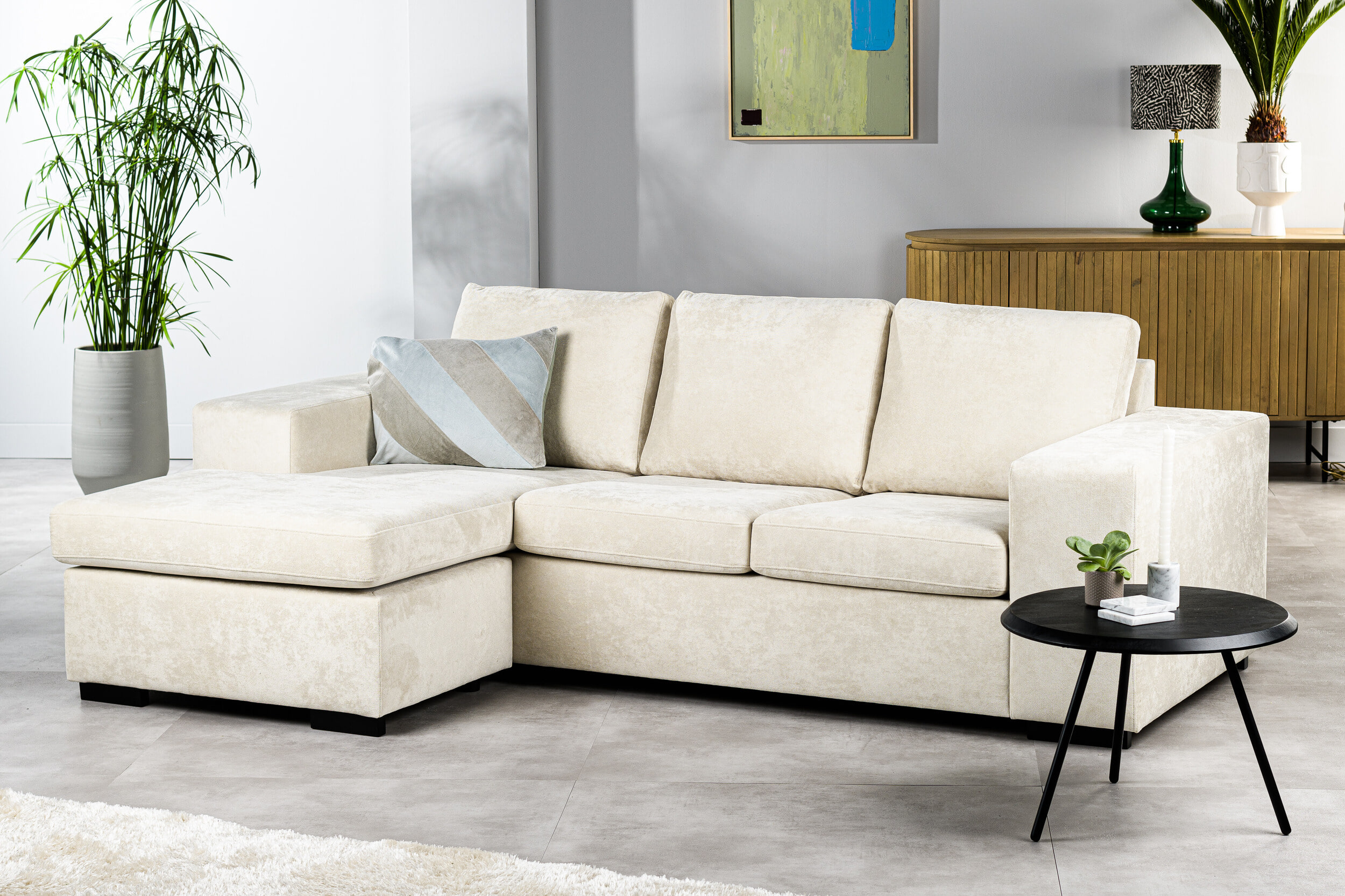 BASE 3-zits bank 'Jathan' Links/Rechts, kleur Beige