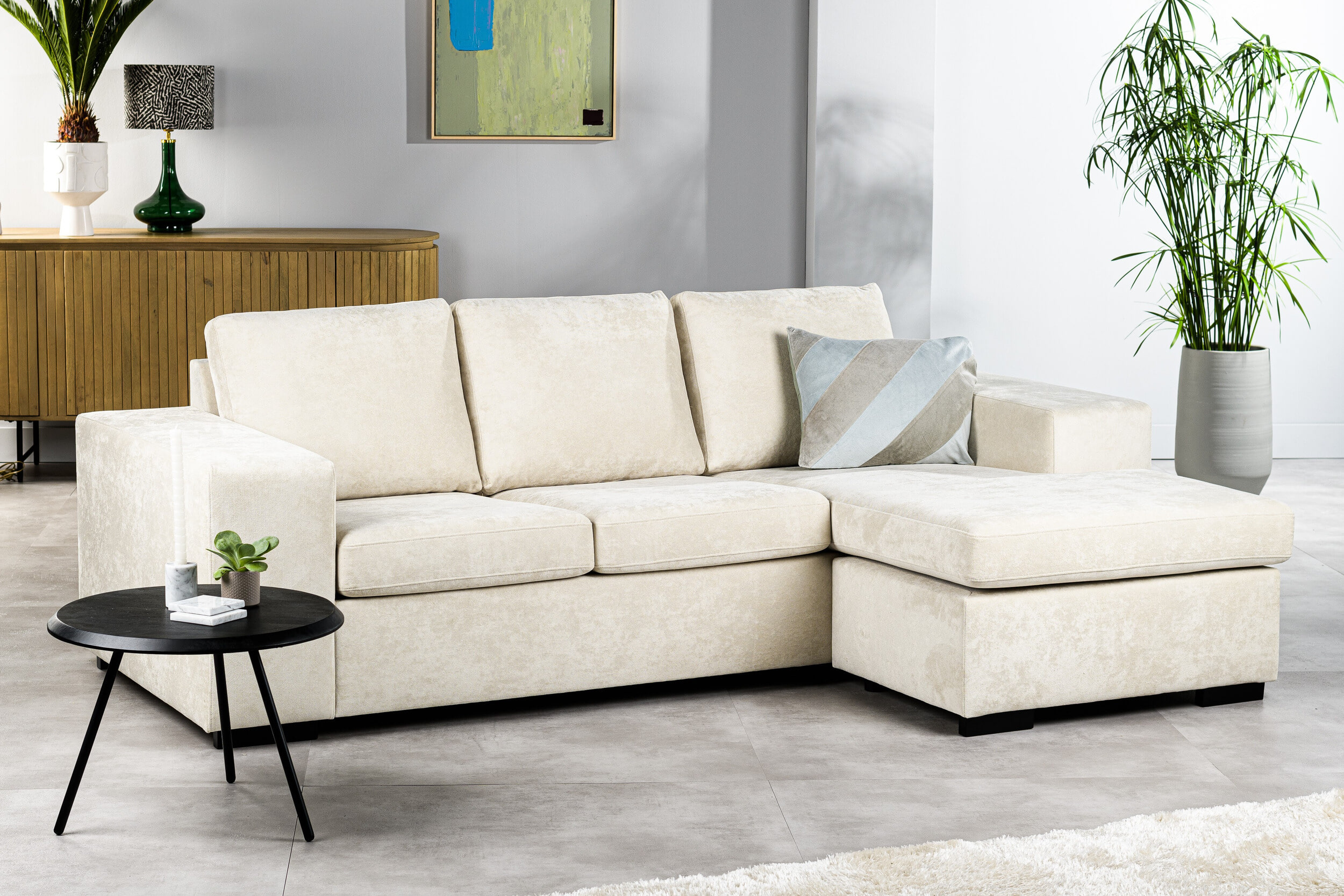 BASE 3-zits bank 'Jathan' Links/Rechts, kleur Beige
