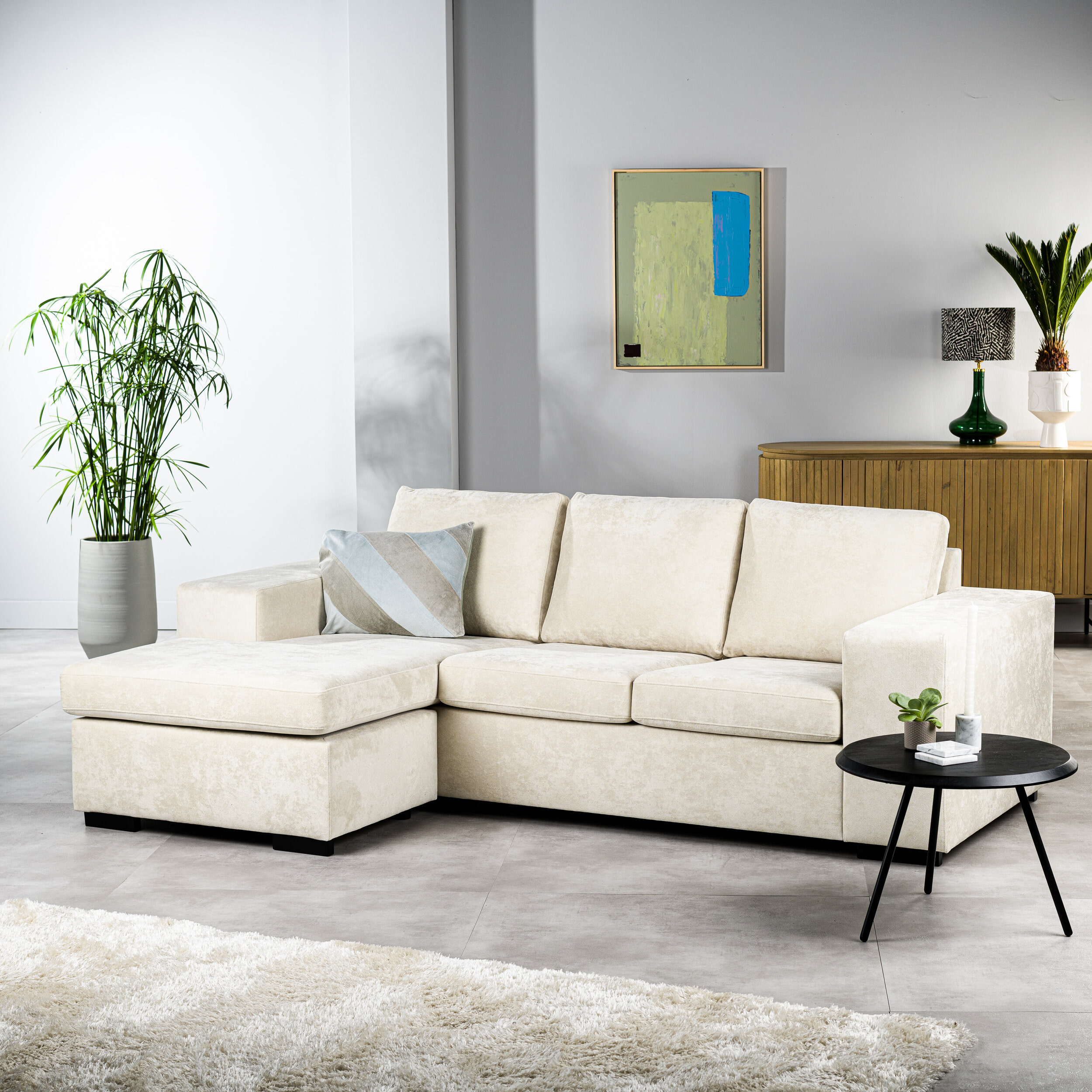 BASE 3-zits bank 'Jathan' Links/Rechts, kleur Beige