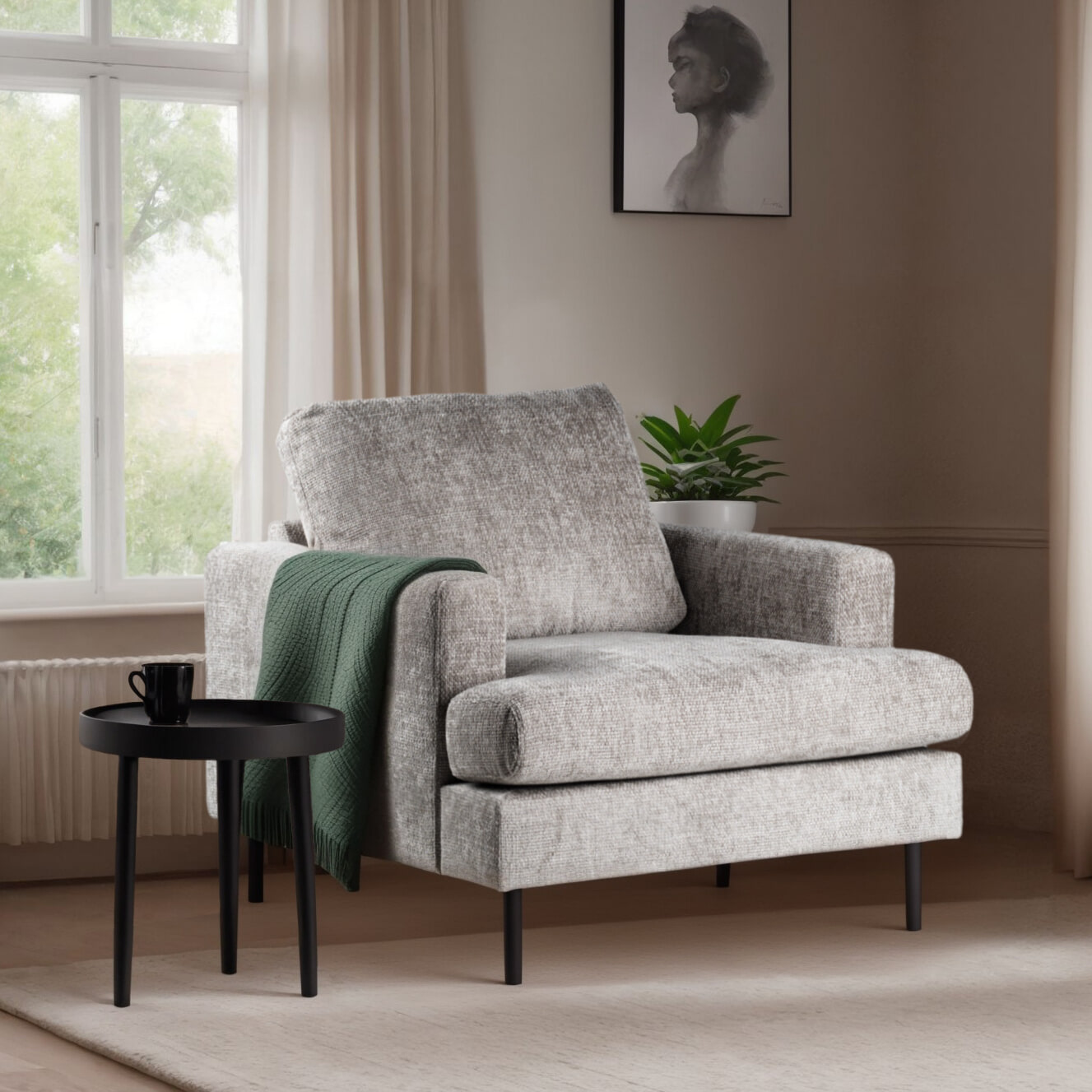 BASE Fauteuil 'Kendricks' Geweven, kleur Champagne