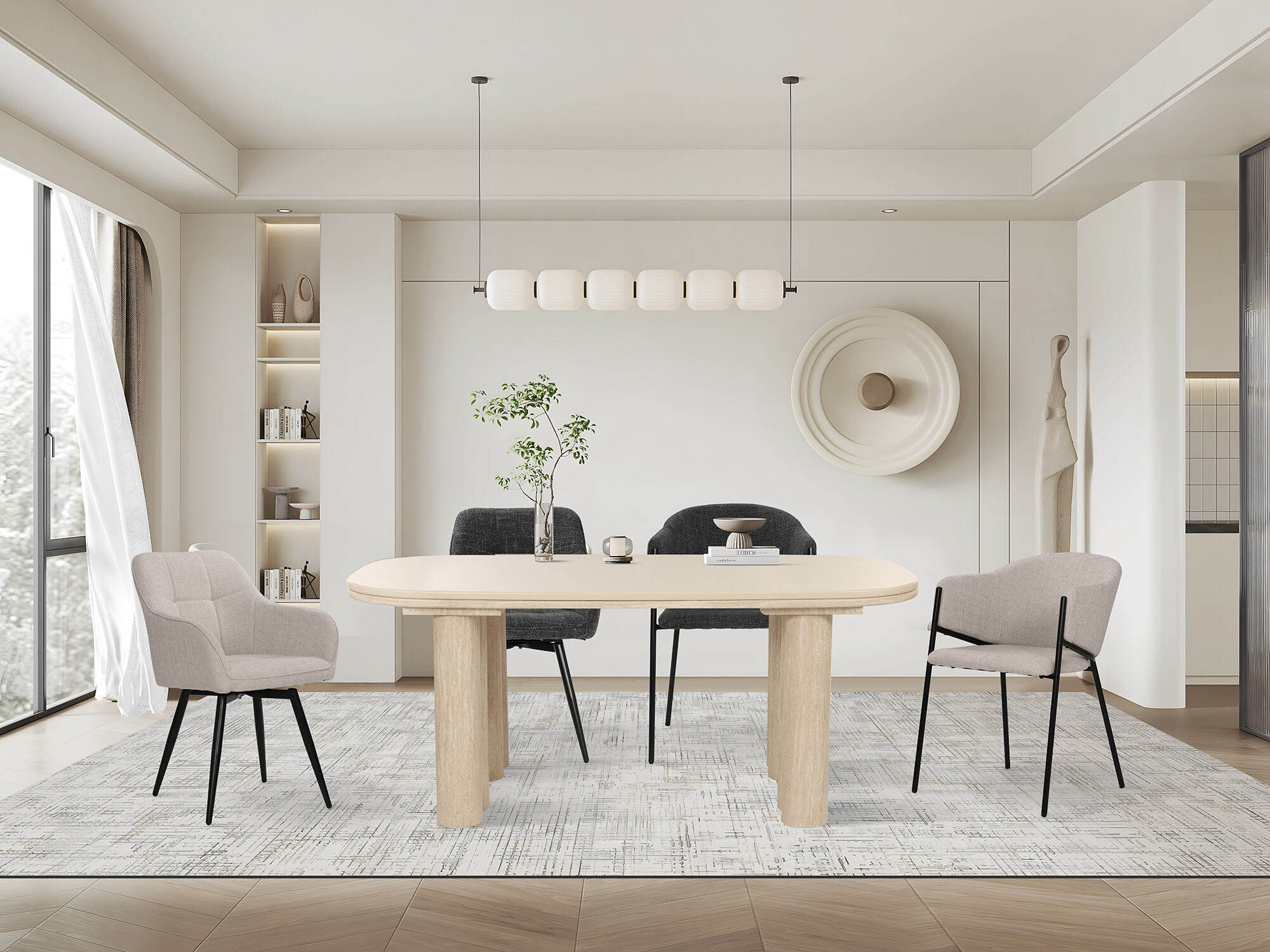 Artistiq Eetkamerstoel 'Lynise' Structuurstof, kleur Donkergrijs