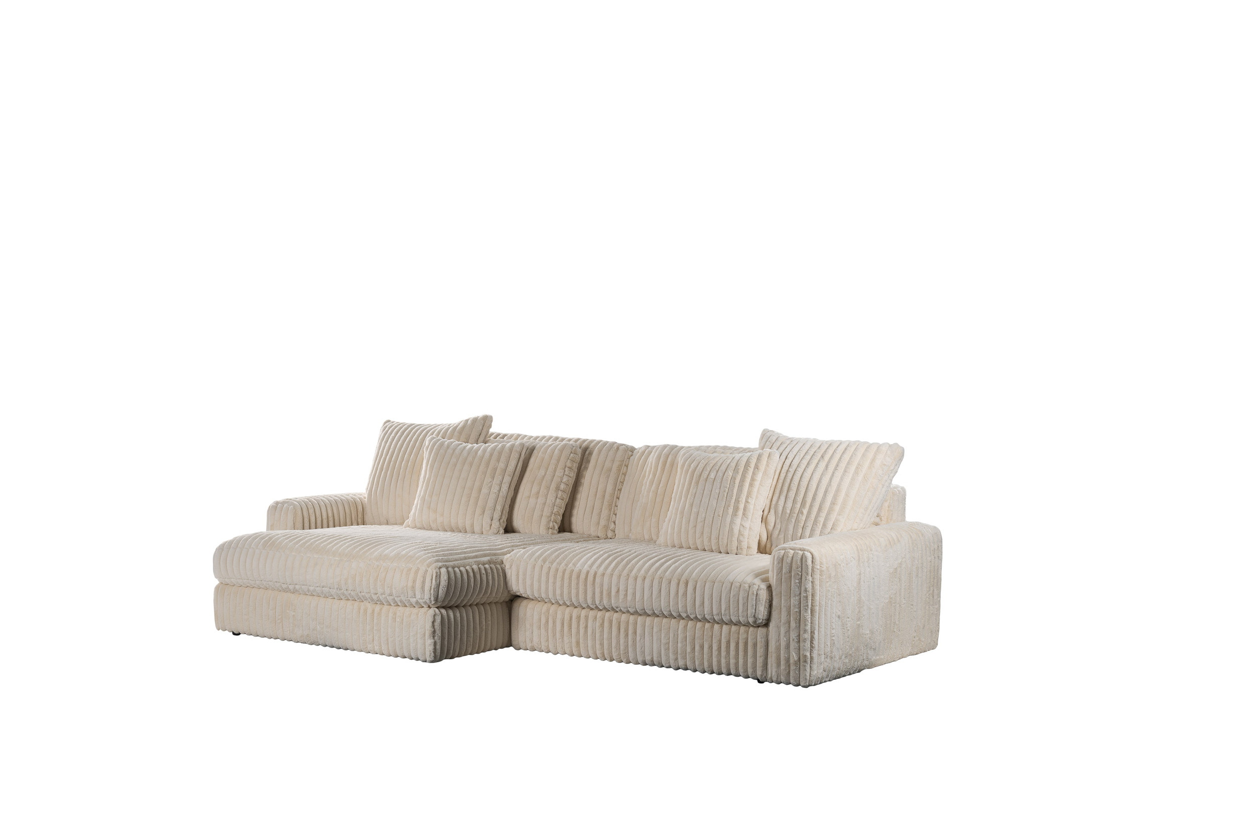 BASE 3-zits Loungebank 'Leesa' Links/Rechts, Rib, kleur Beige