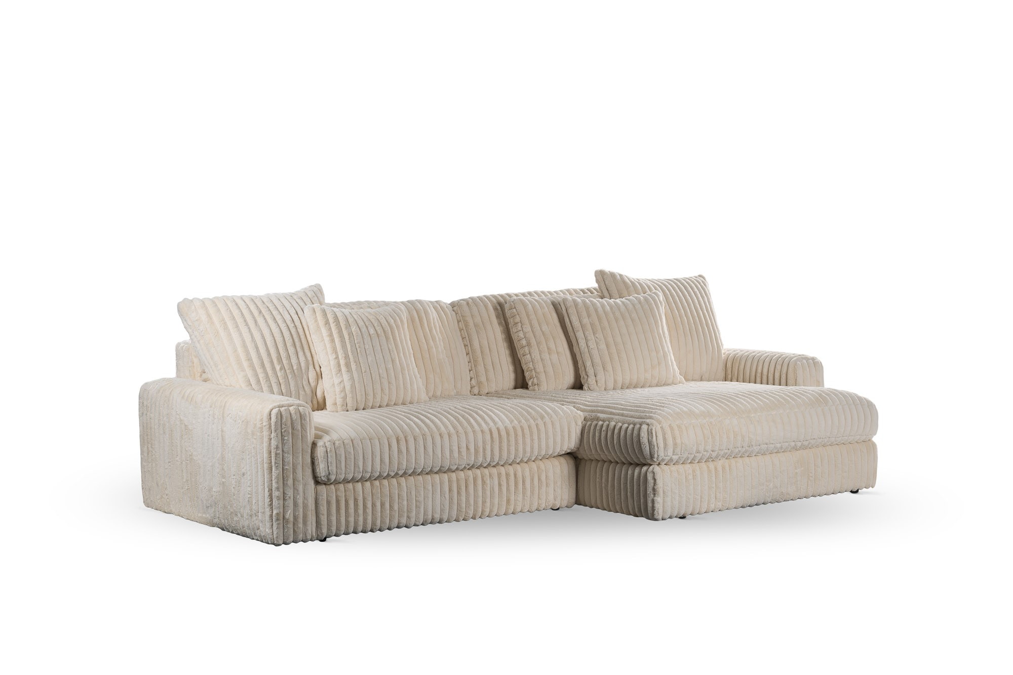 BASE 3-zits Loungebank 'Leesa' Links/Rechts, Rib, kleur Beige