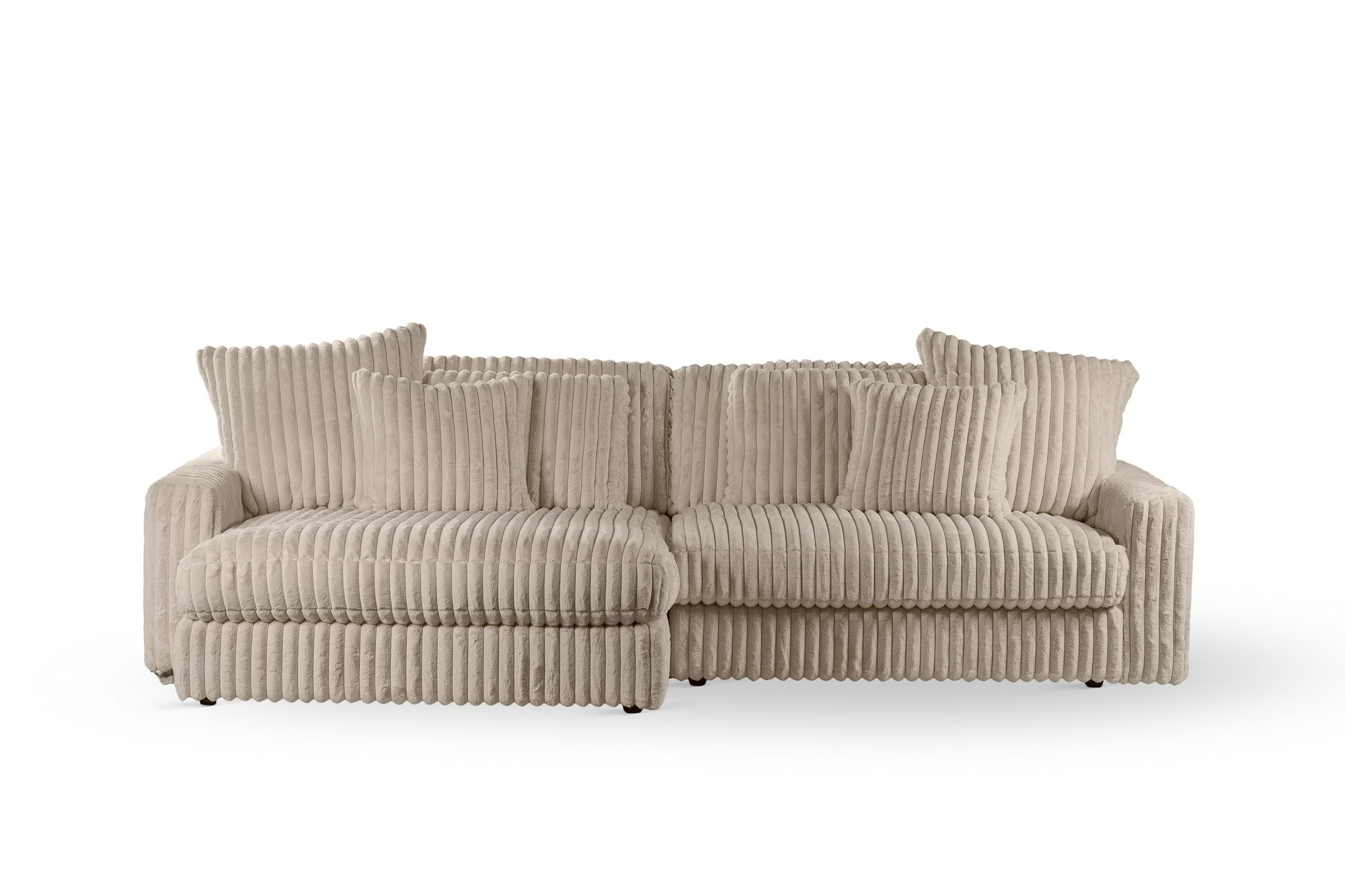 BASE 3-zits Loungebank 'Leesa' Links/Rechts, Rib, kleur Beige