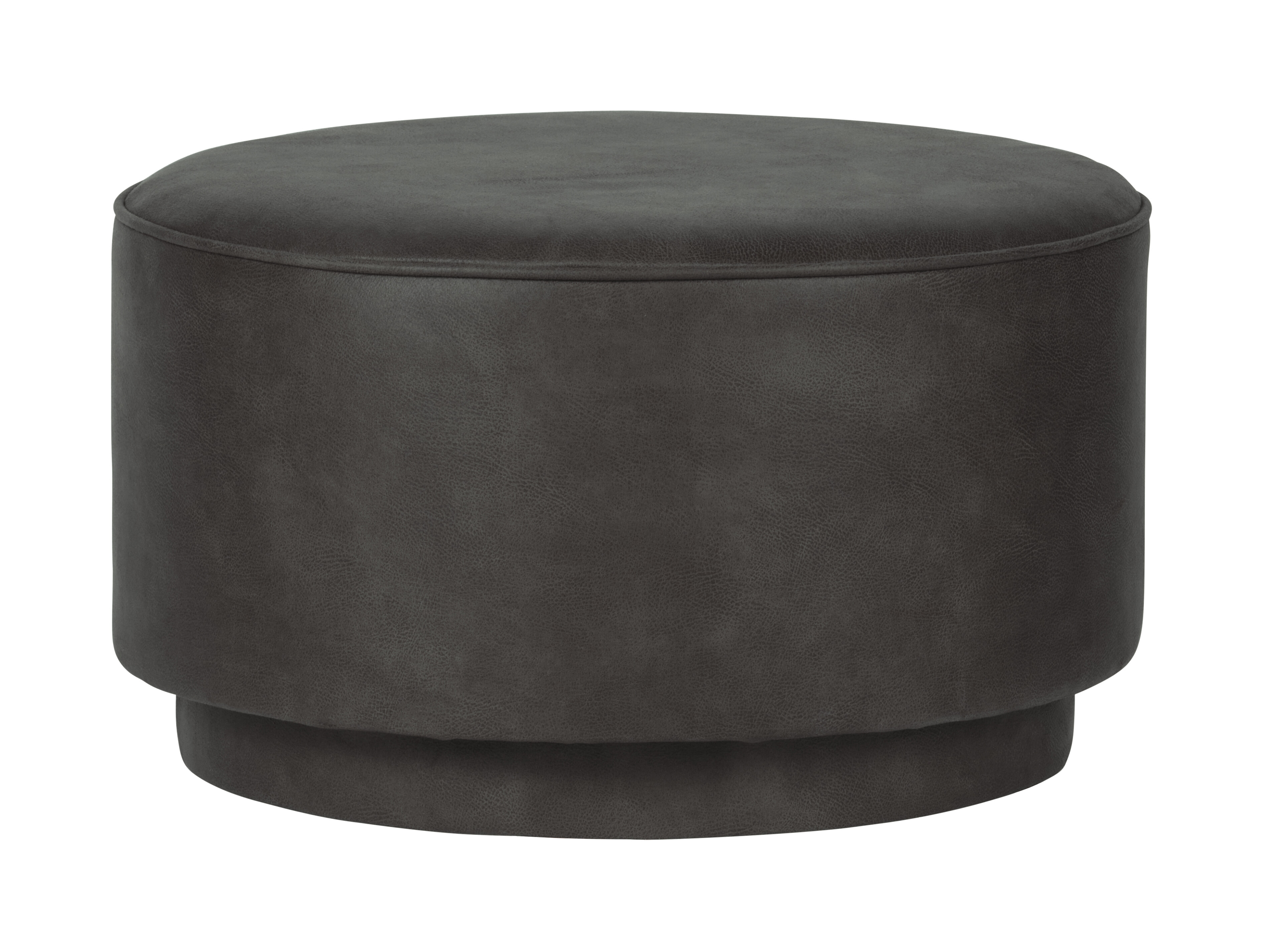vtwonen Ronde Poef 'Coffee' Eco-leer 60cm, kleur Antraciet vtwonen Ronde Poef 'Coffee' Eco-leer 60cm, kleur Antraciet
