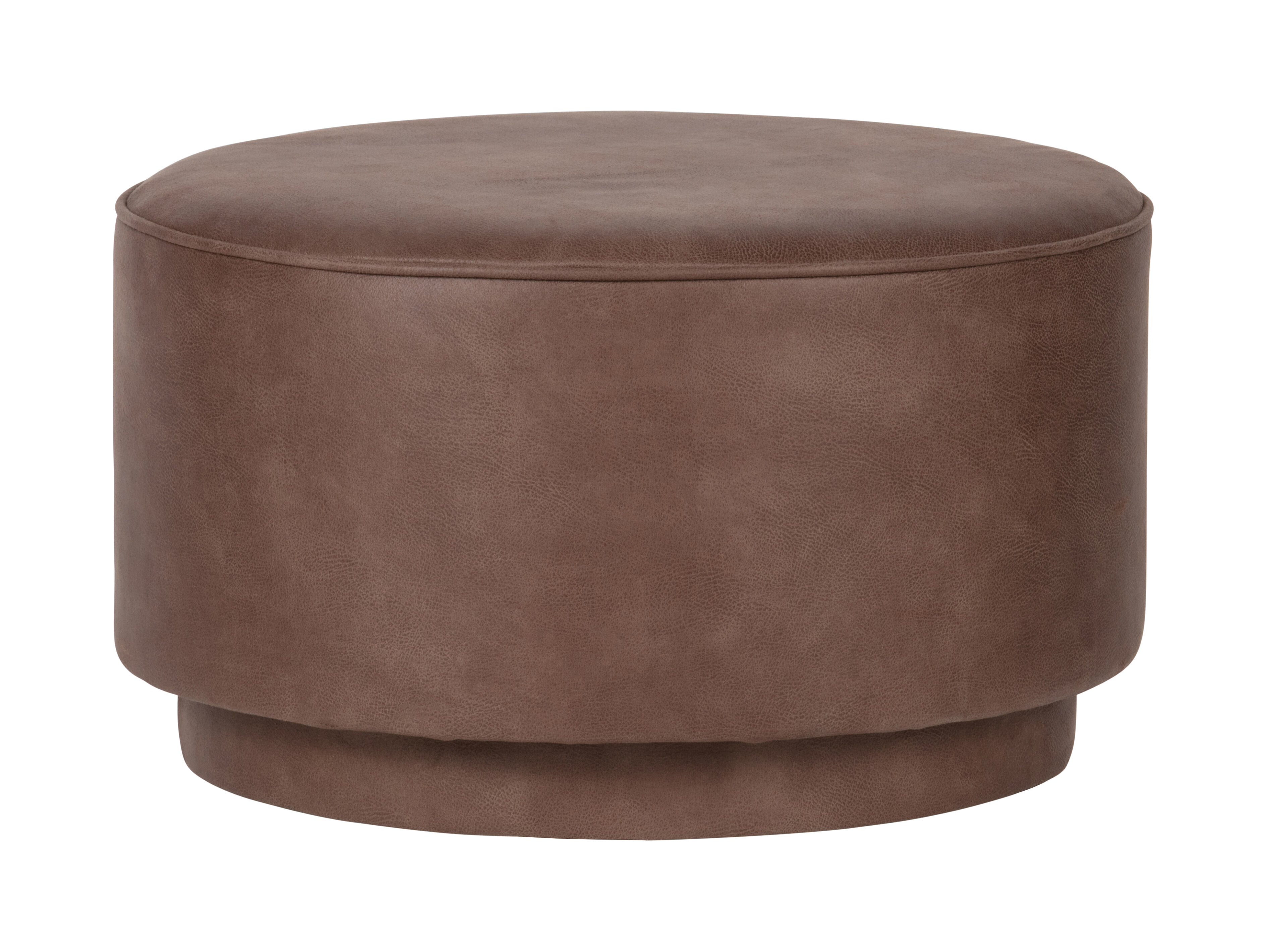 vtwonen Ronde Poef 'Coffee' Eco-leer 60cm, kleur Warm Bruin
