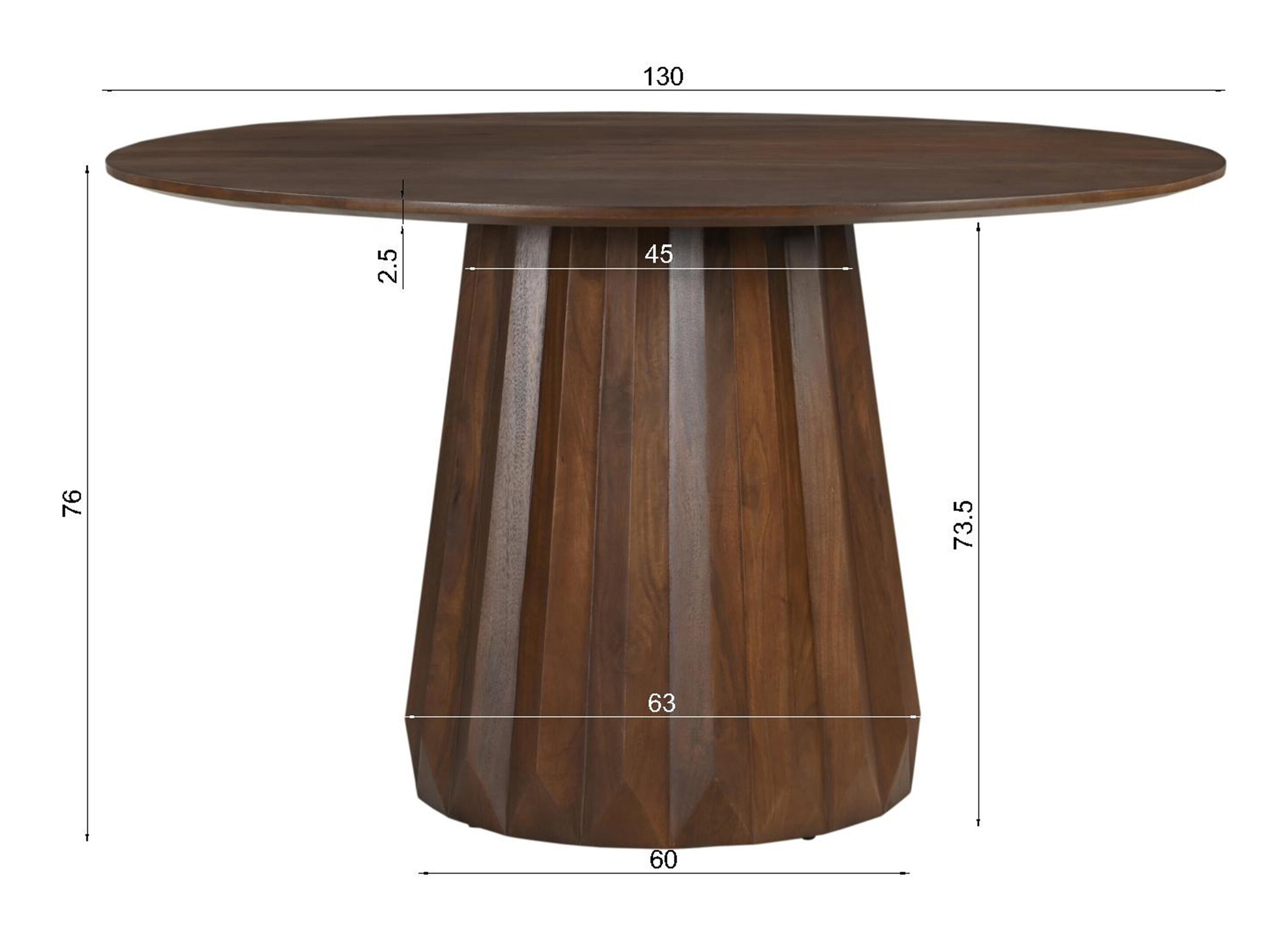 Artistiq Ronde Eettafel 'Shawntel' Mangohout, 130cm