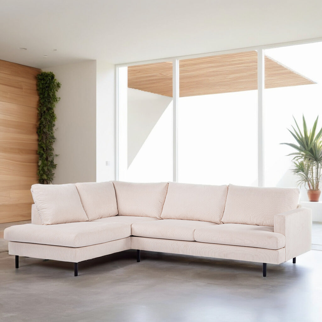 BASE 3-zits Hoekbank 'Aireal' Rib, kleur Beige