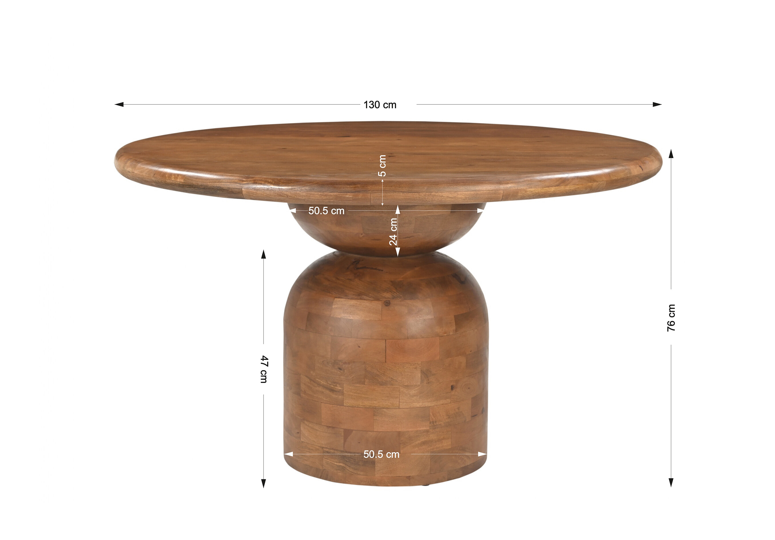 Artistiq Ronde Eettafel 'Naveen' Mangohout, 130cm