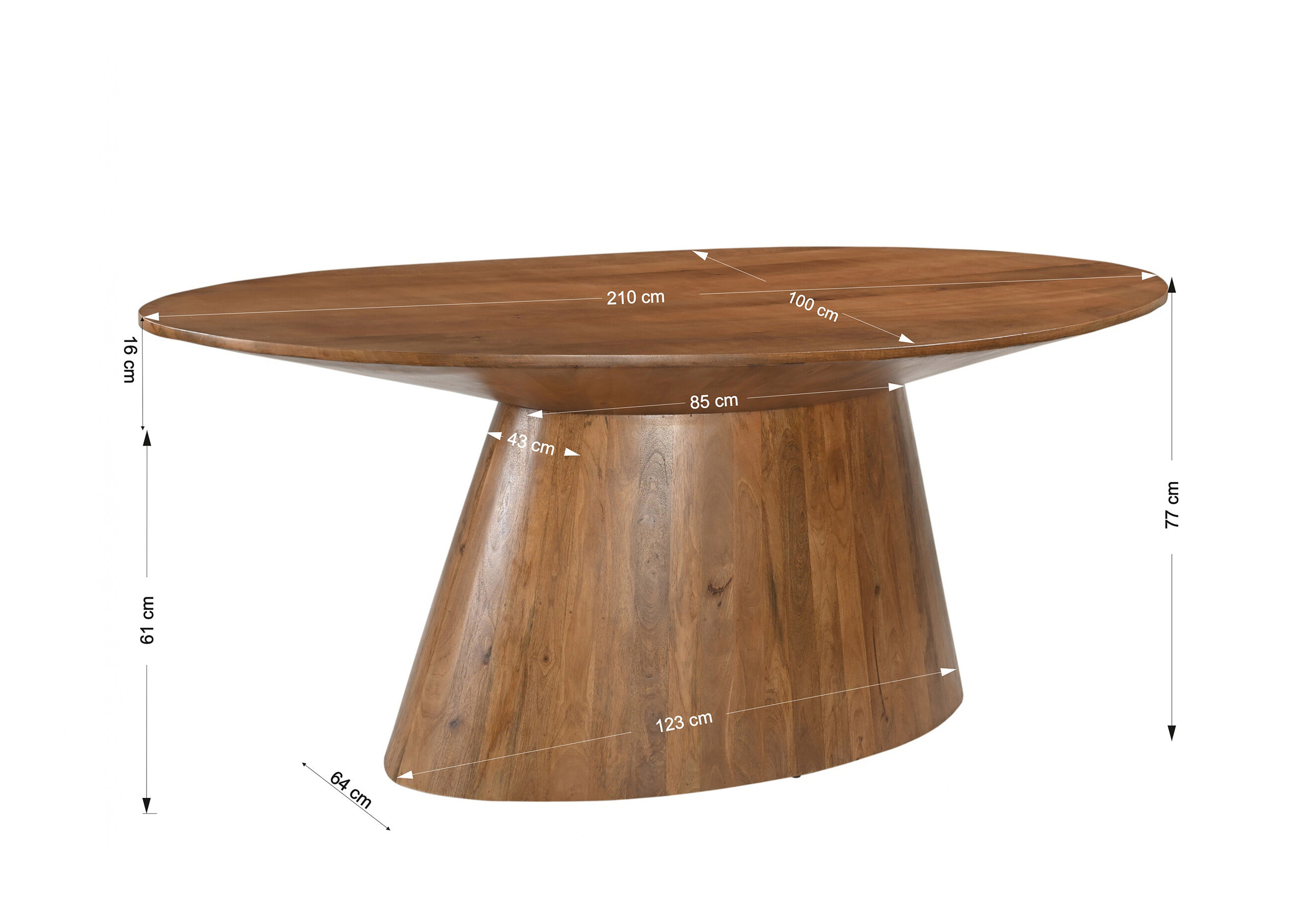 Artistiq Ovale Eettafel 'Elicia' Mangohout, 210 x 100cm