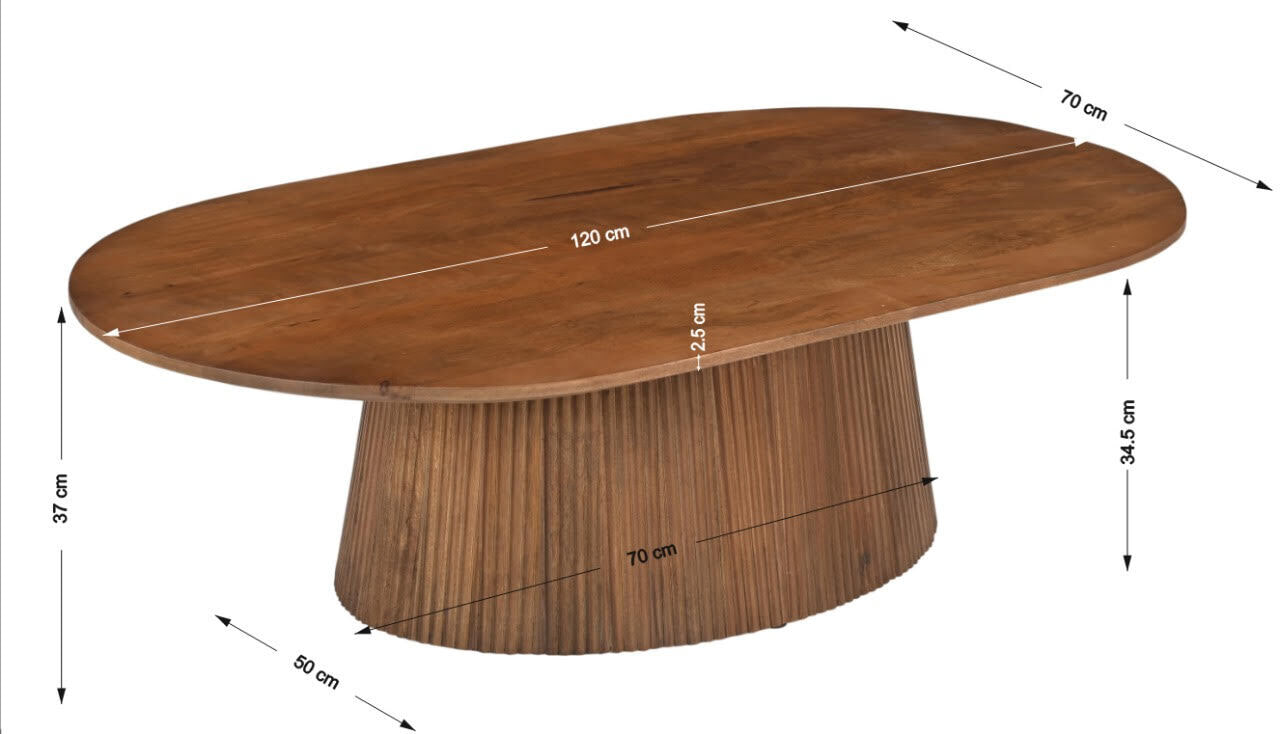 Artistiq Ovale Salontafel 'Dyann' Mangohout, 120 x 70cm