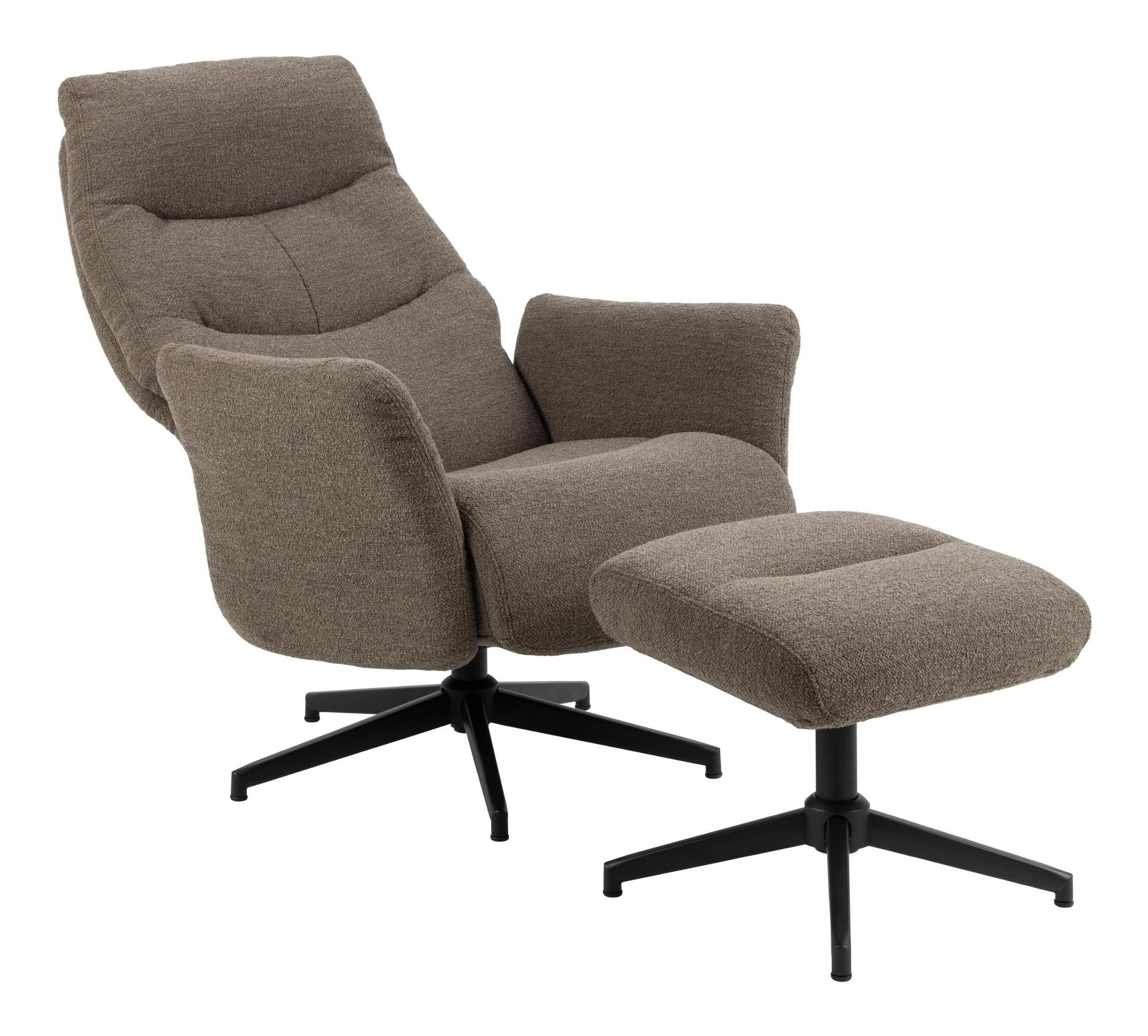Bendt Relaxfauteuil 'Talisha' Met voetenbank, Bouclé, kleur Taupe