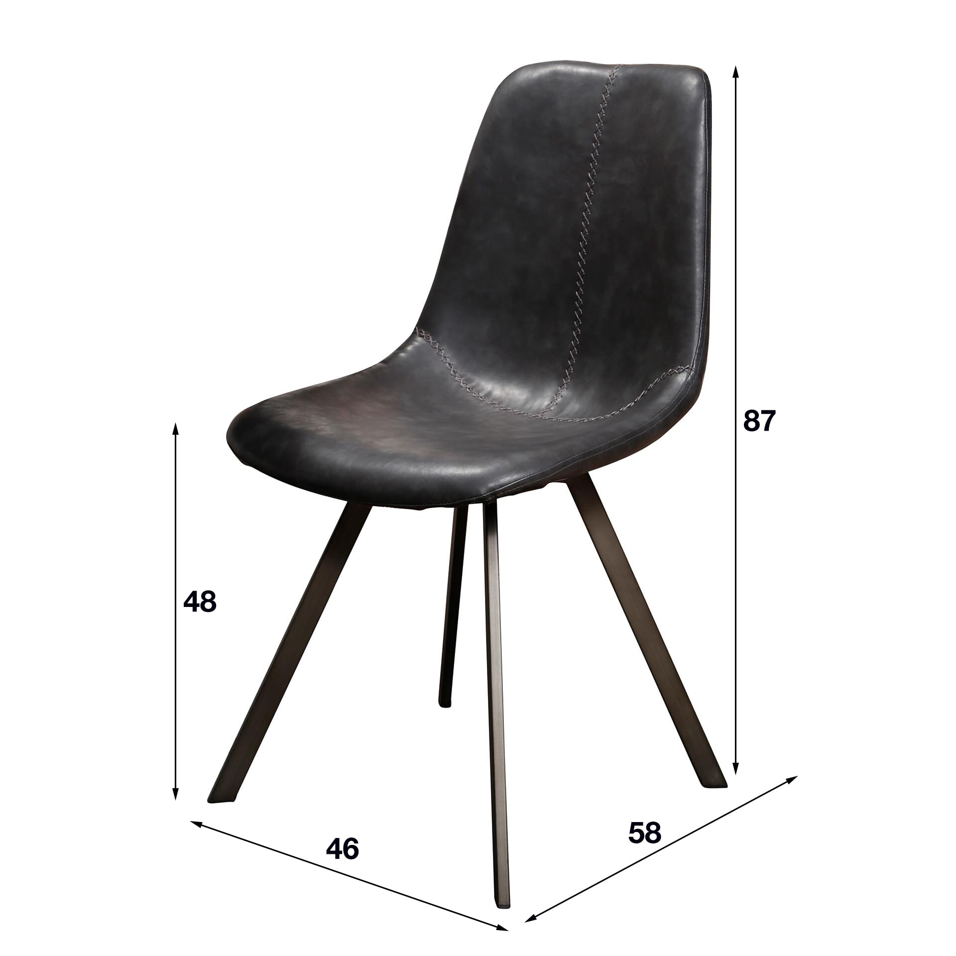 Eetkamerstoel 'Celia', Vintage PU-leder, kleur cognac