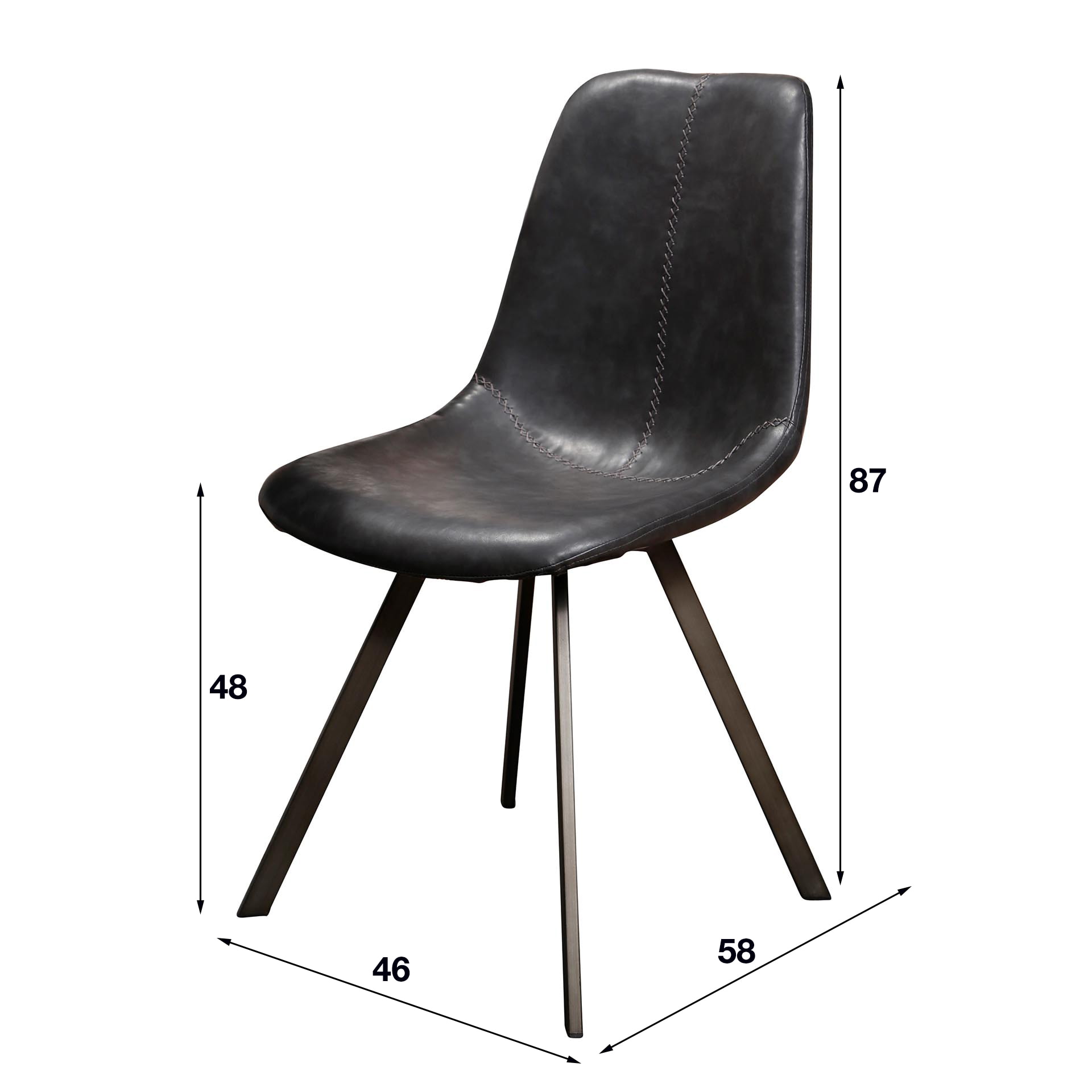 Eetkamerstoel 'Celia' PU, kleur Zwart