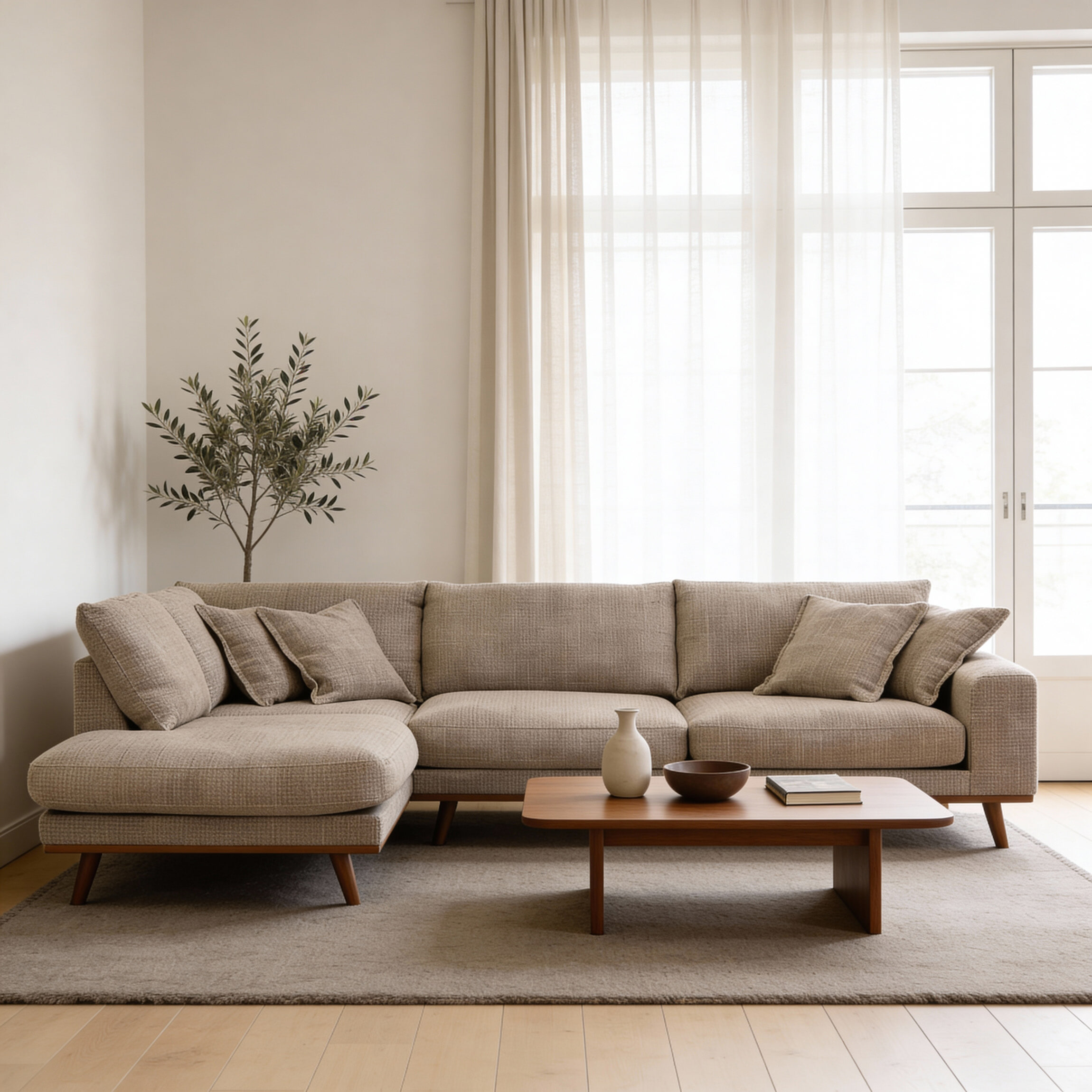 BASE 3-zits Hoekbank 'Kedra' 303cm, Silencio stof