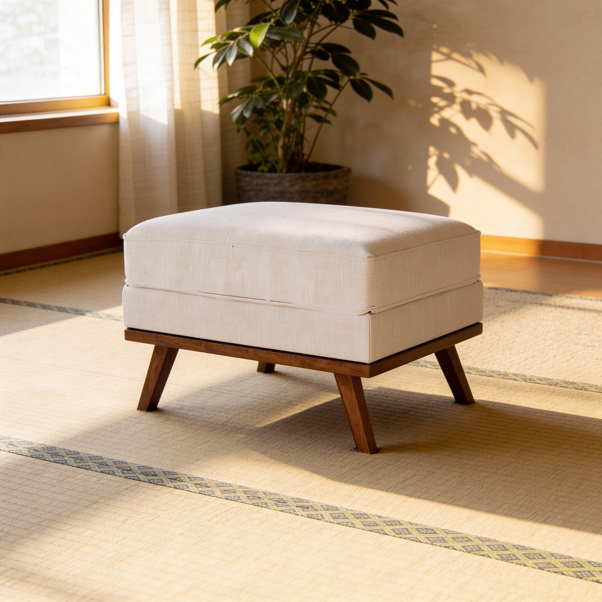 BASE Hocker 'Kirstan' Melva stof, kleur Beige