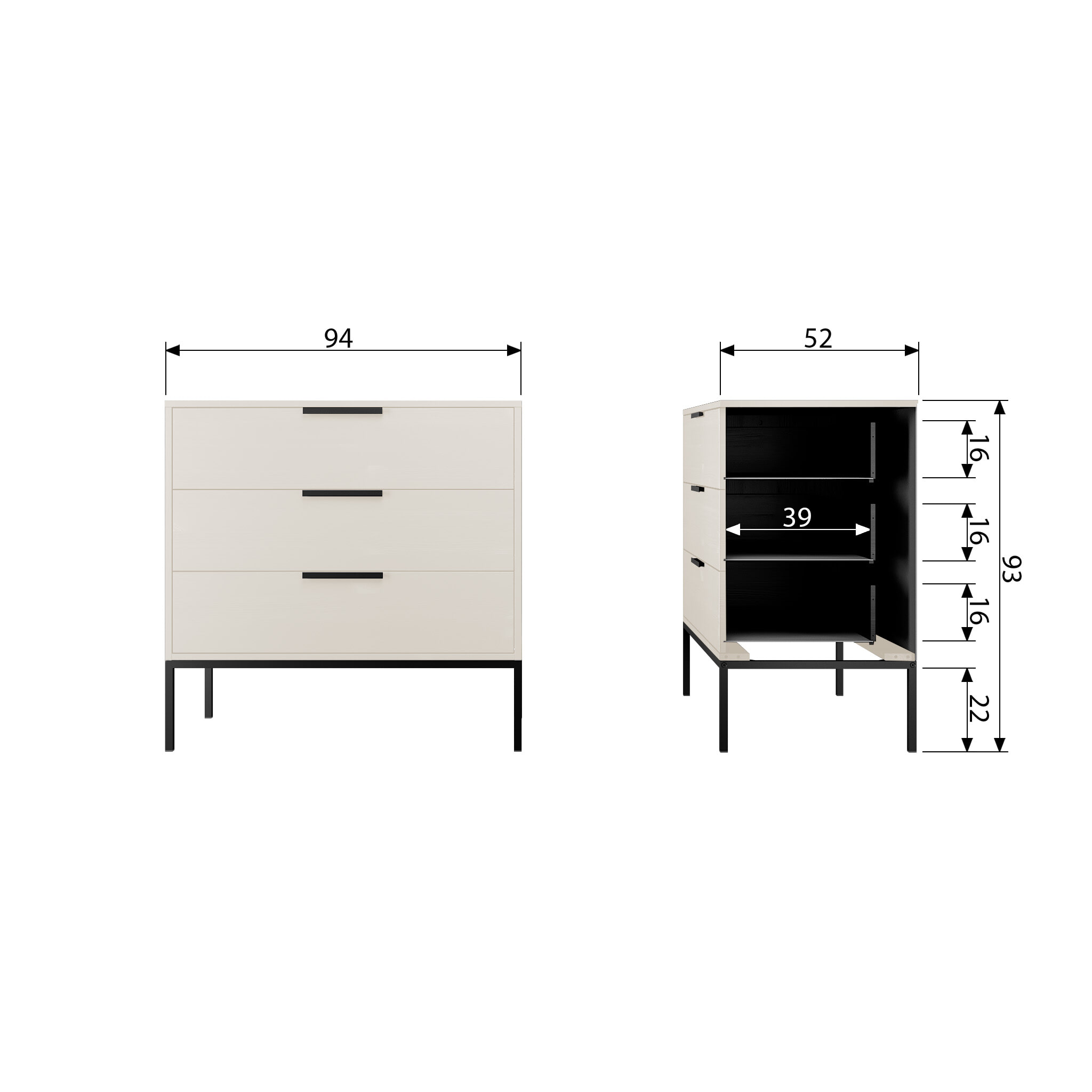 WOOOD Ladekast/Commode 'Adam' kleur Dust
