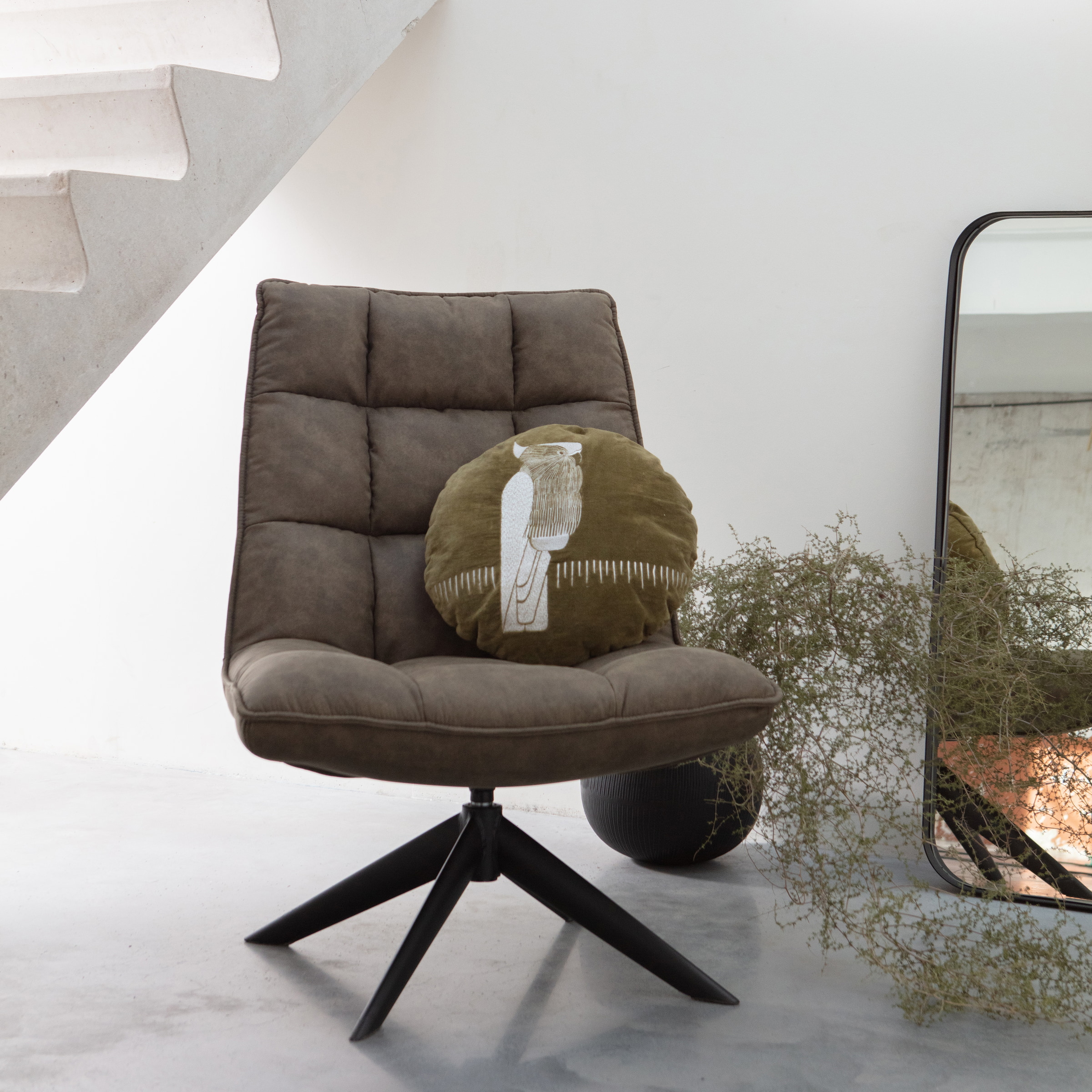 WOOOD Draaifauteuil Jouke Lederlook - Groen