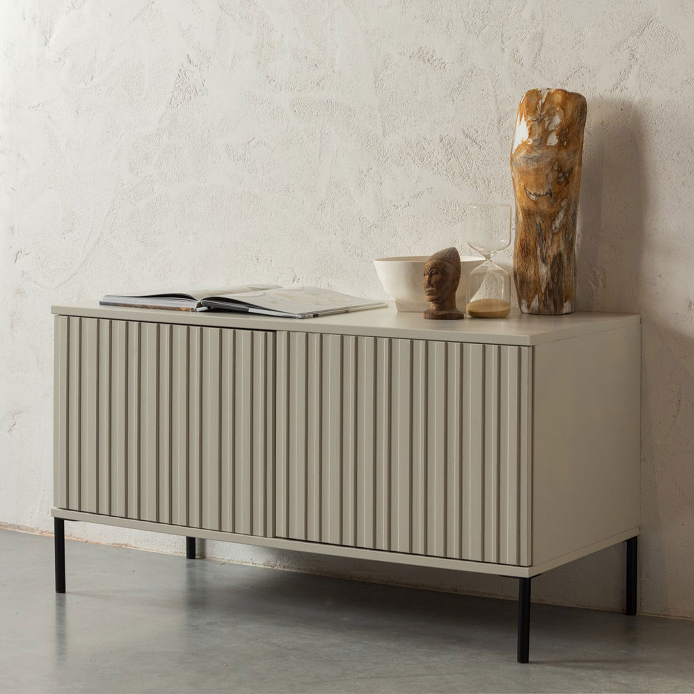 WOOOD TV-meubel 'New Gravure' Grenenhout, 100cm, kleur Dust