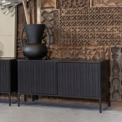 WOOOD Exclusive TV-meubel 'New Gravure' Grenen, 100cm, kleur Zwart