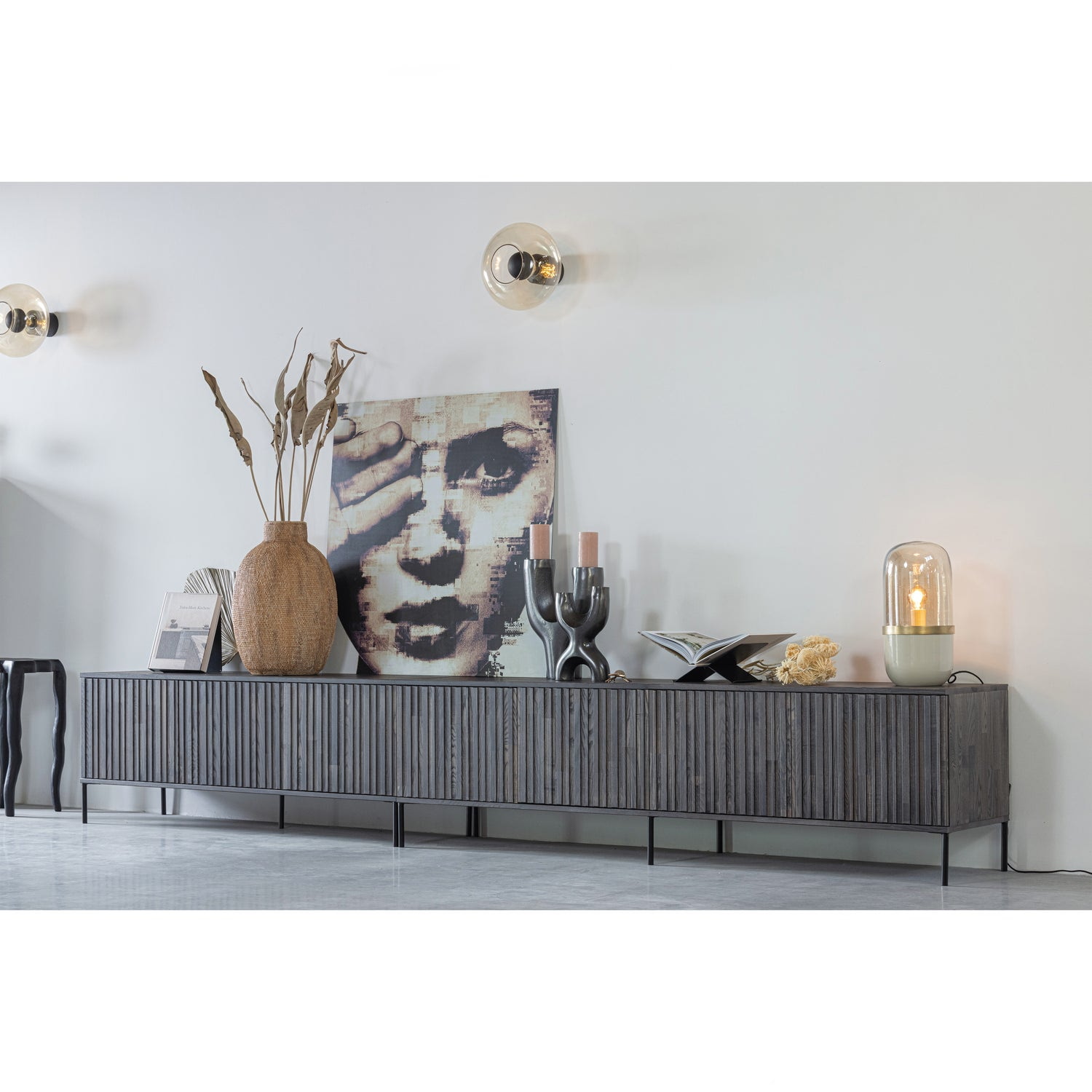 WOOOD TV-meubel 'New Gravure' Essenhout, 100cm, kleur Espresso