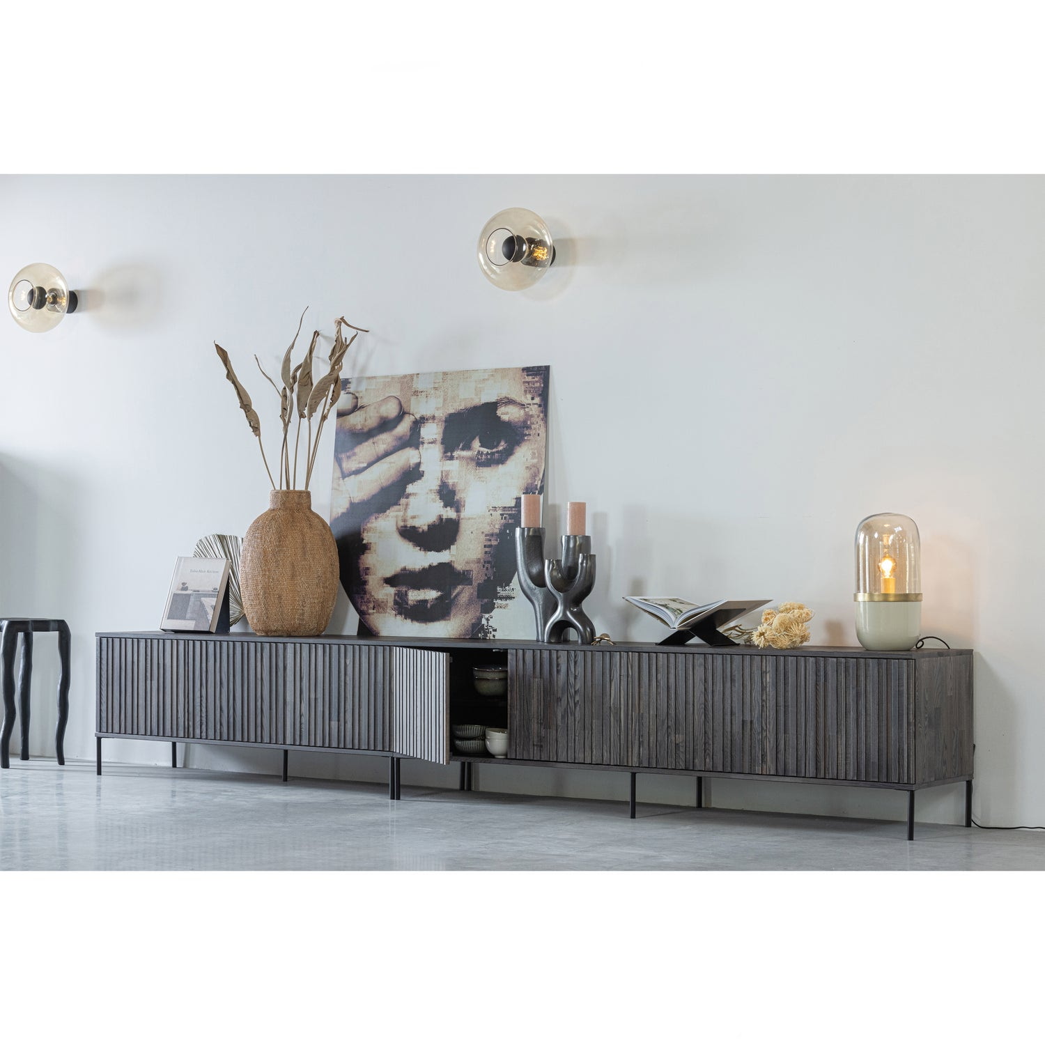 WOOOD TV-meubel 'New Gravure' Essenhout, 100cm, kleur Espresso