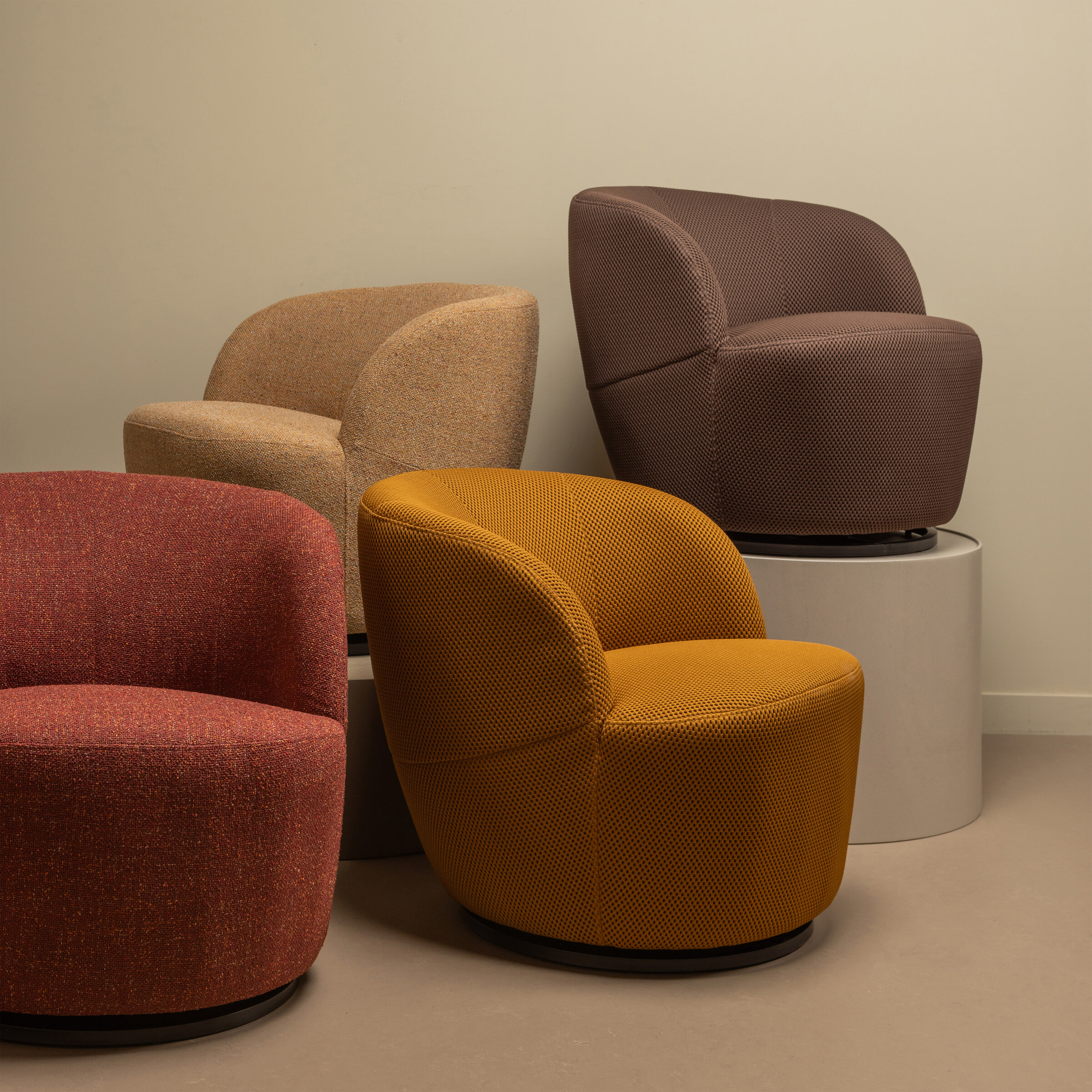 WOOOD Draaifauteuil 'Serra' Geweven, kleur Curry