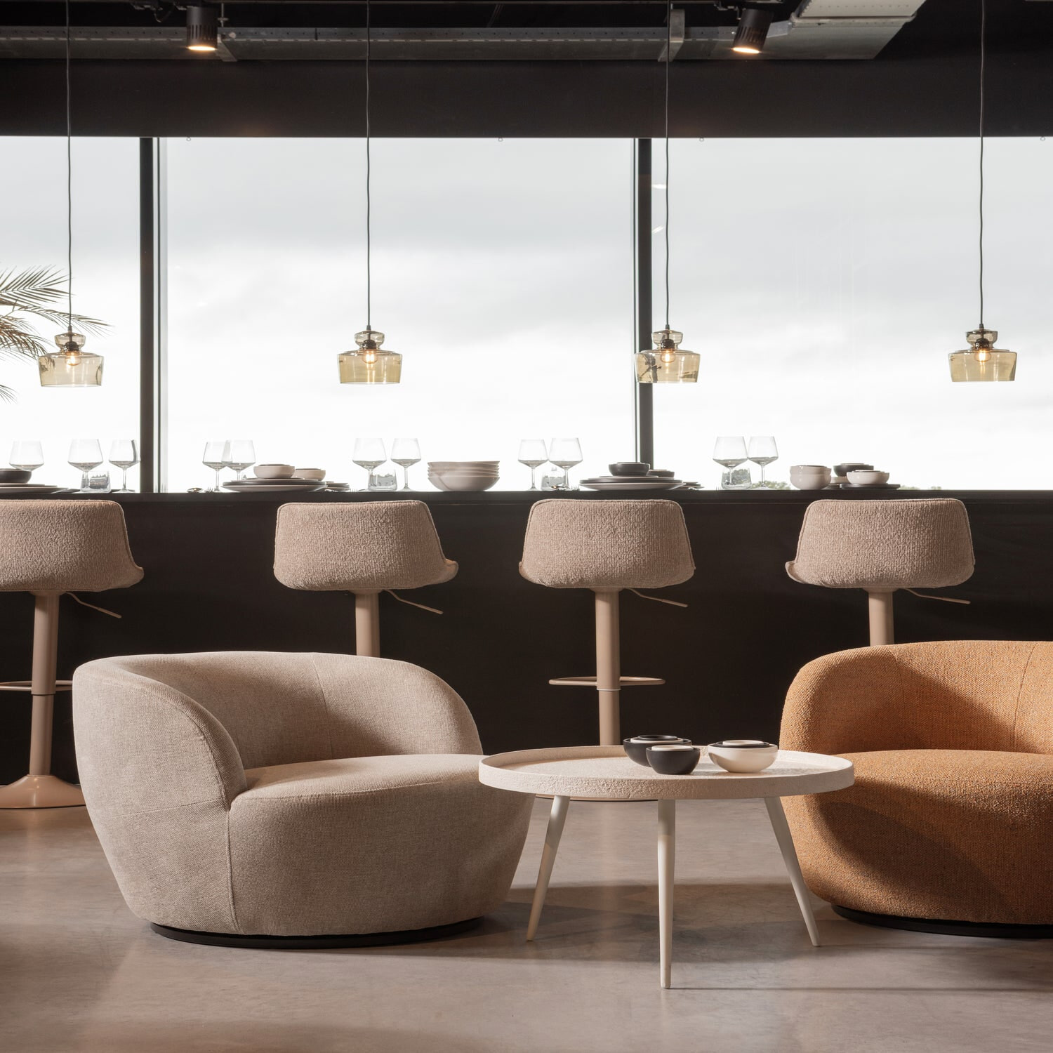 WOOOD Draaifauteuil 'Serra' Geweven, kleur Curry